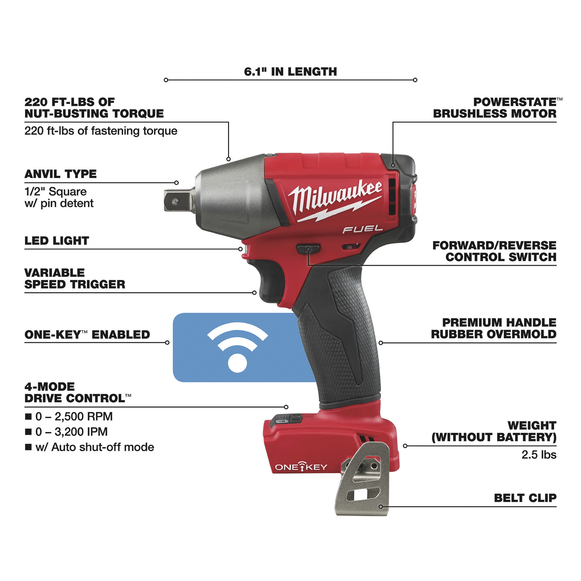 Milwaukee M Fuel Cordless Impact Wrench With One Key In Drive