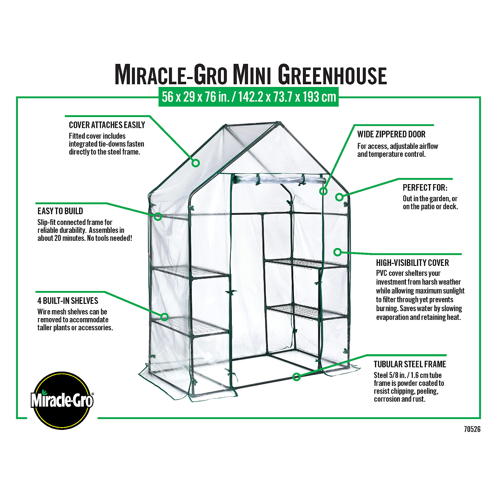 Shelterlogic Miracle Gro Mini Greenhouse Ft In X In X Length