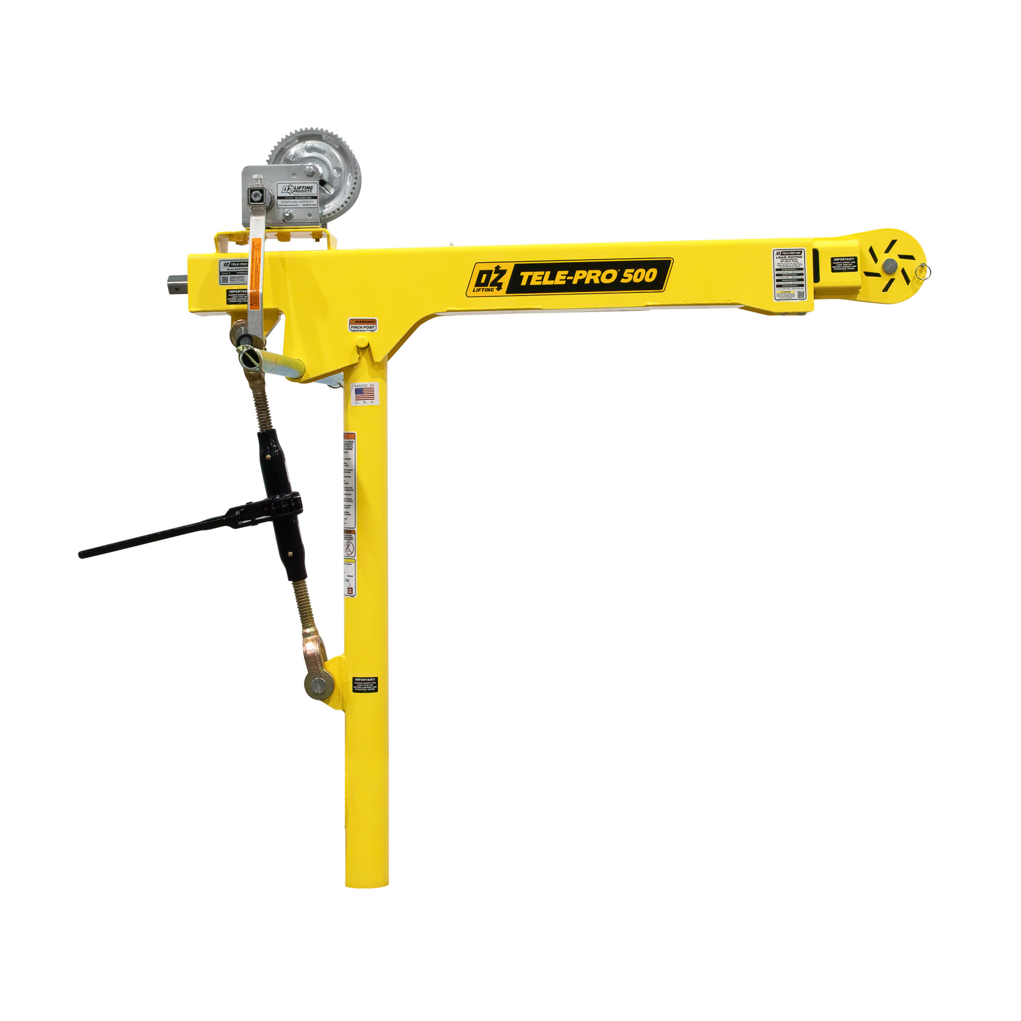 OZ Lifting Products Tele-Pro Davit Crane,500Lb. Capacity, 57.25