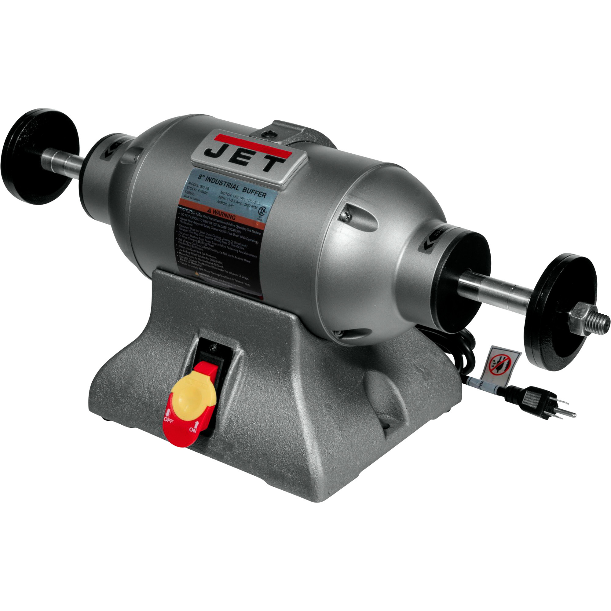 JET Industrial Benchtop Buffer, 8in. Dia. Pad, Model# IBG-8SSB