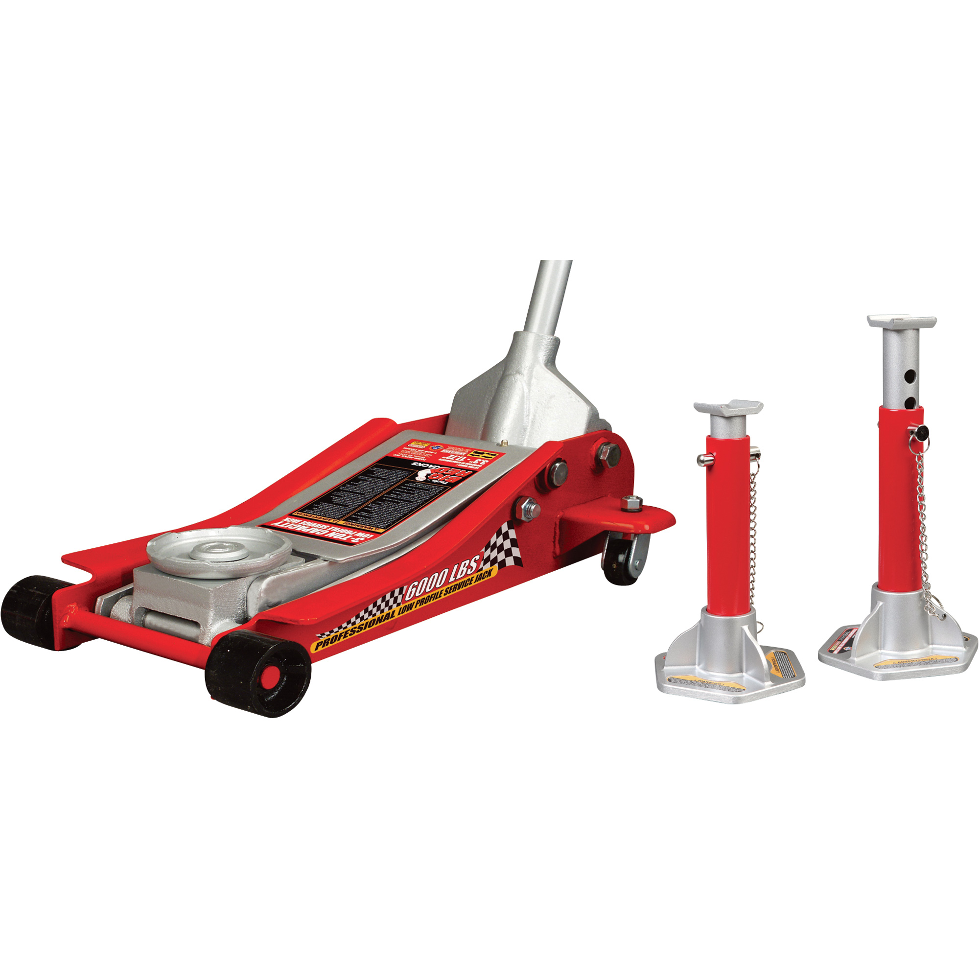 Torin 3 Ton Low-Profile Service Jack with 3 Ton Jack Stands