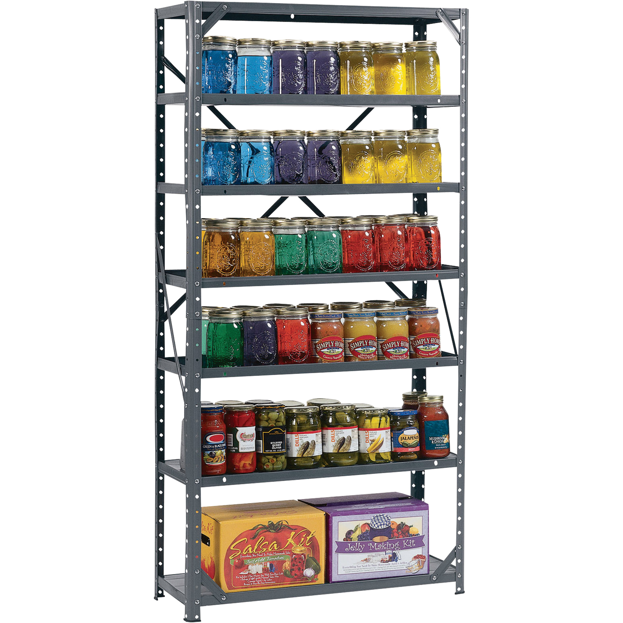 Edsal Steel Canning Shelving — 7 Shelves, 30in.W x 12in.D x 60in.H