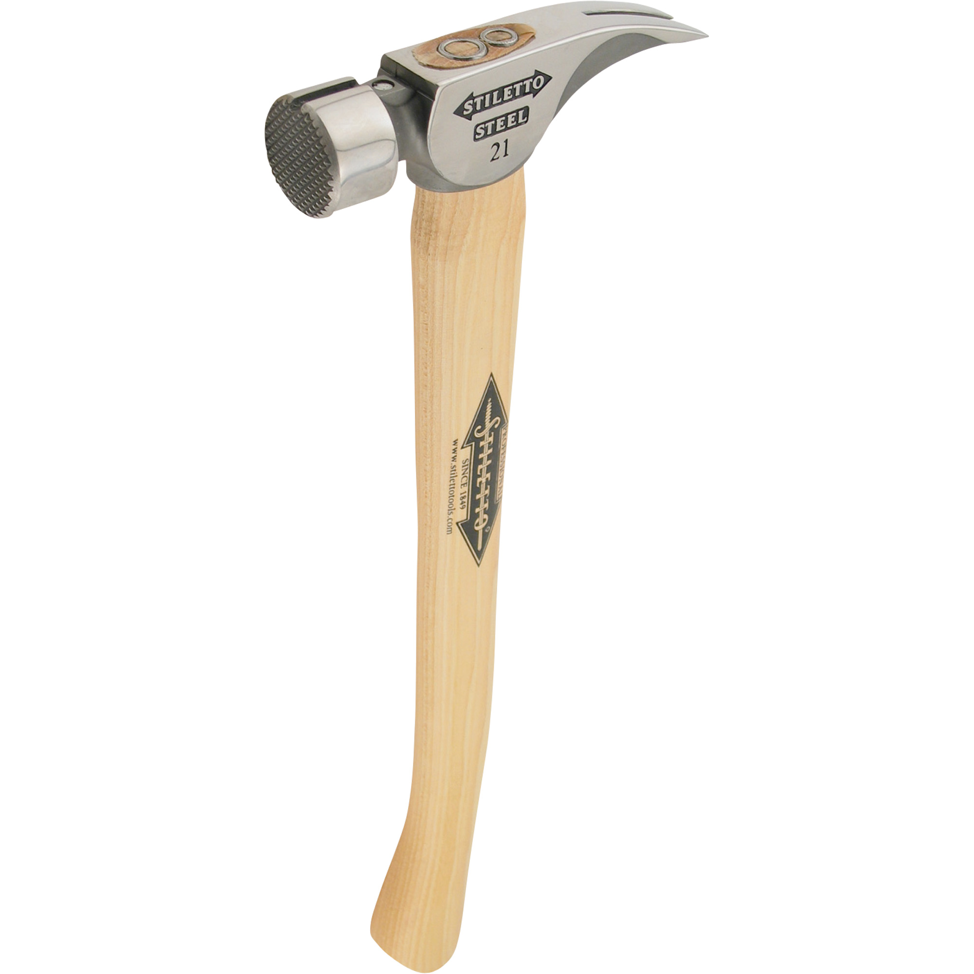 Stiletto Steel Framing Hammer with Curved Hickory Handle — 21-Oz
