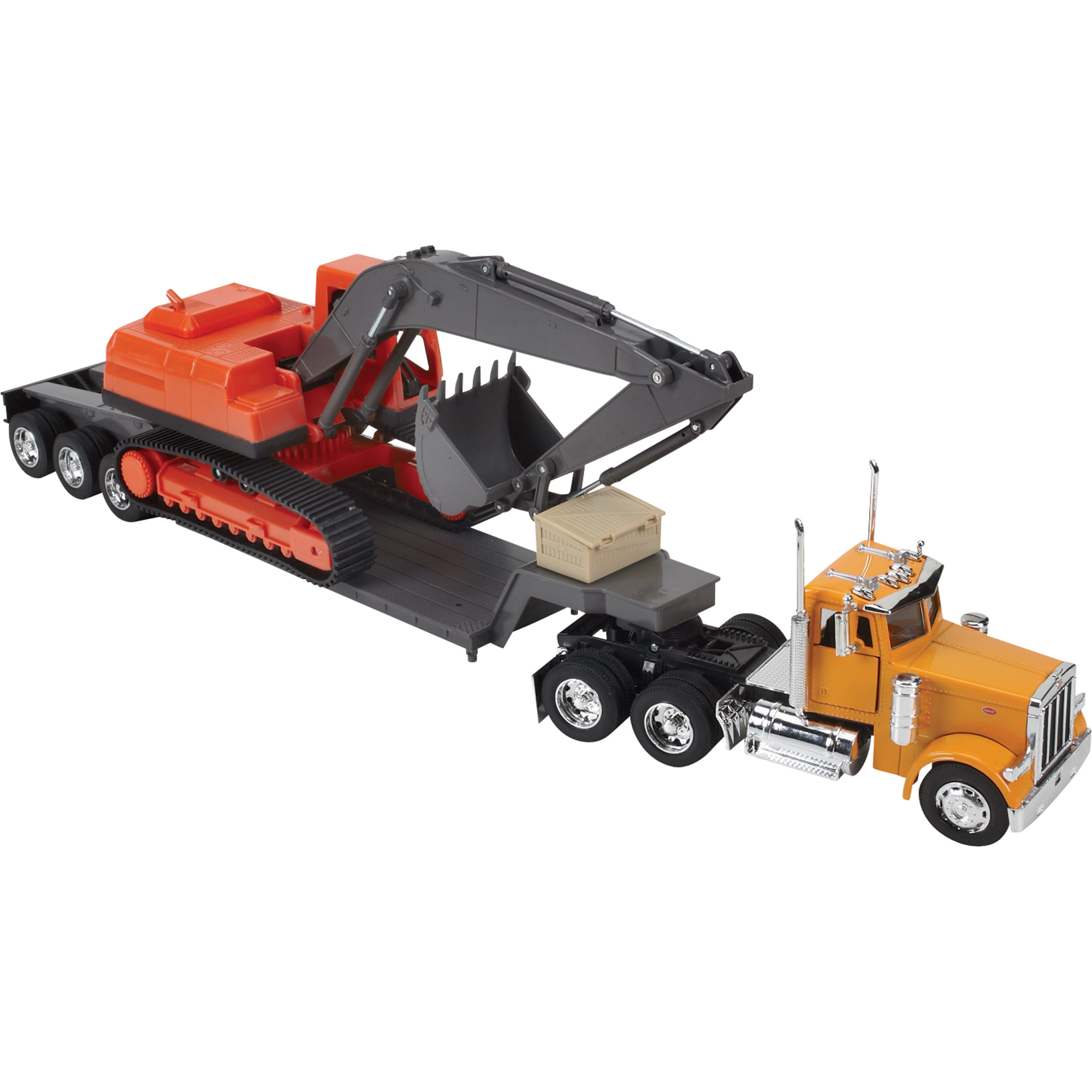 New Ray Die-Cast Truck Replica — Peterbilt Big Rig with Backhoe, 1