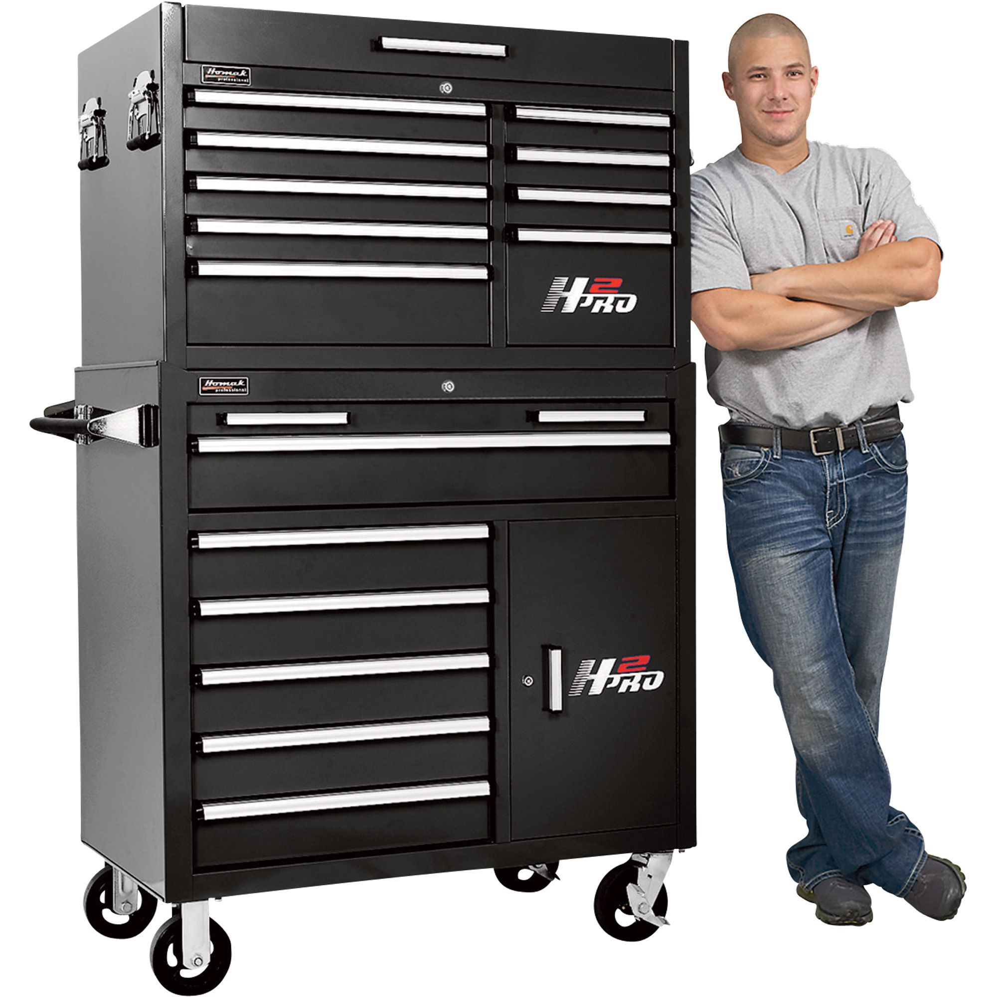 Homak H2PRO 41in. 9-Drawer Top Tool Chest, 41 1/8in.W x 21 3/4in.D