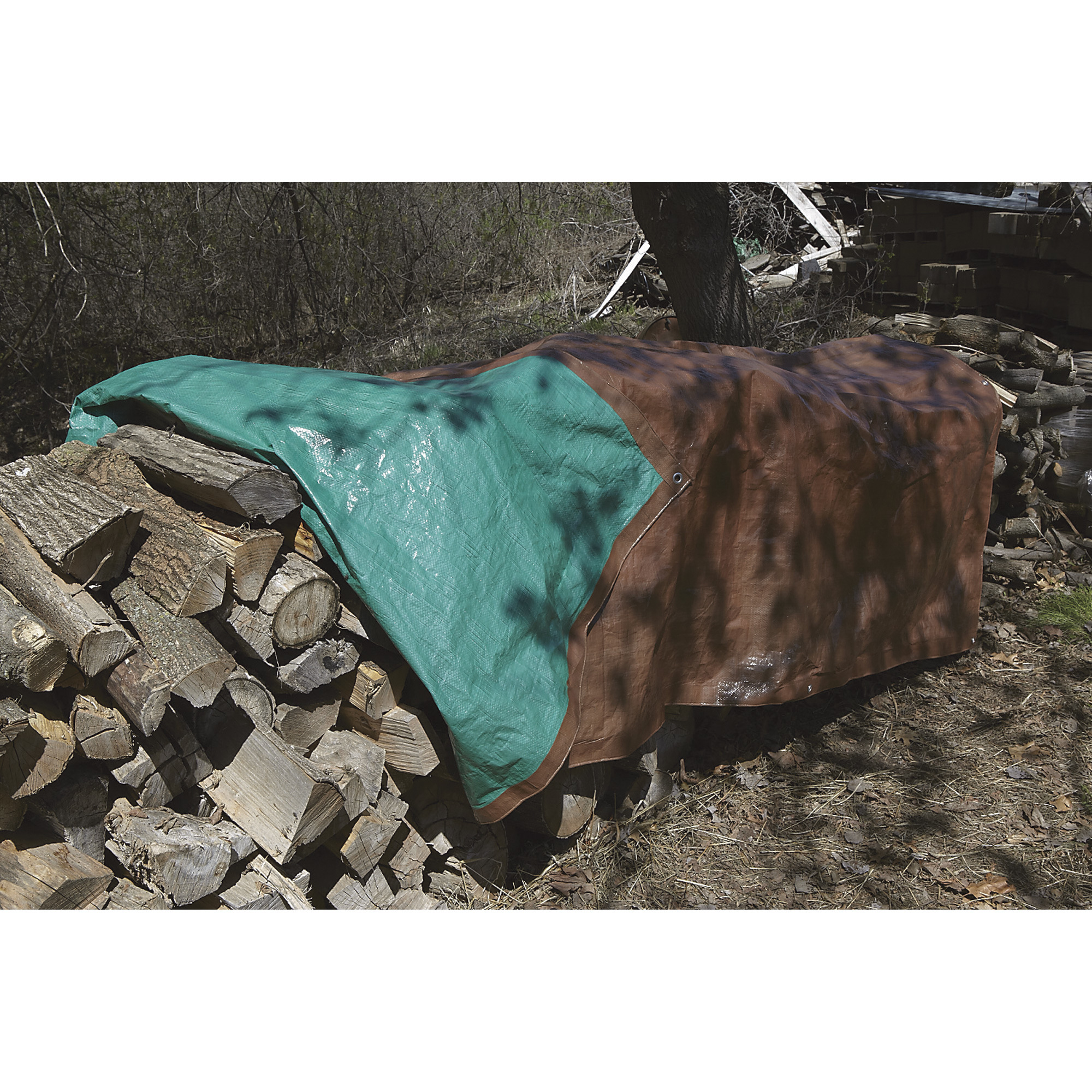 Roughneck 3.4-Oz. Heavy-Duty Woodpile Tarp, Brown/Green, 4ft. x