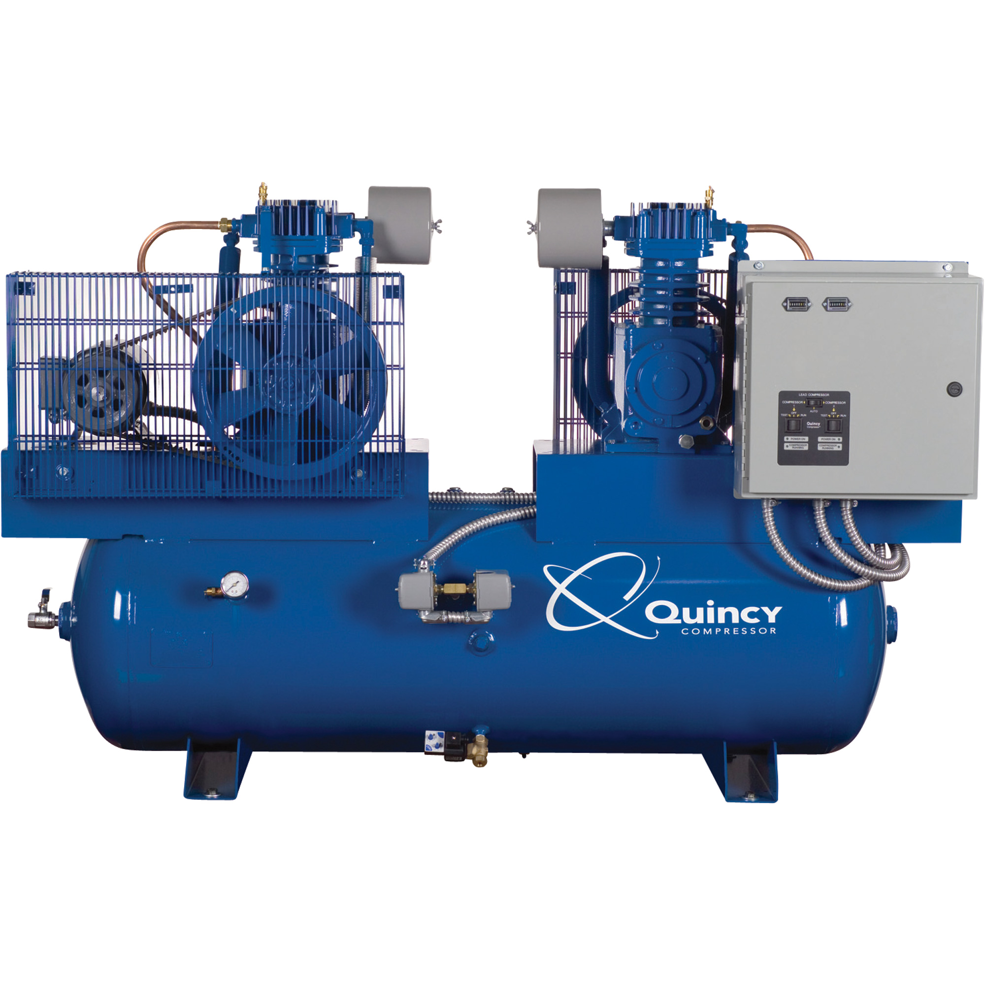 Quincy Duplex Air Compressor — 5 HP, 460 Volt, 3 Phase, 80 Gallon