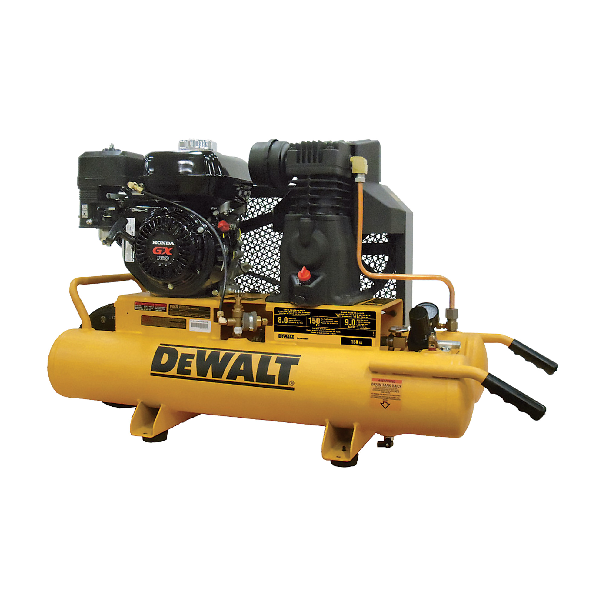 DeWALT - 8-Gallon Wheelbarrow Compressor — Honda GX160 Gas Engine