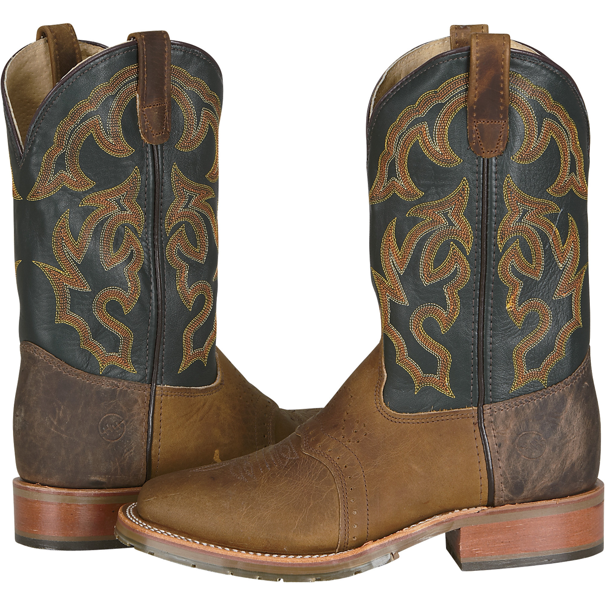 Carolina Double H Square Toe Roper Boot — Brown, Size 12, Model