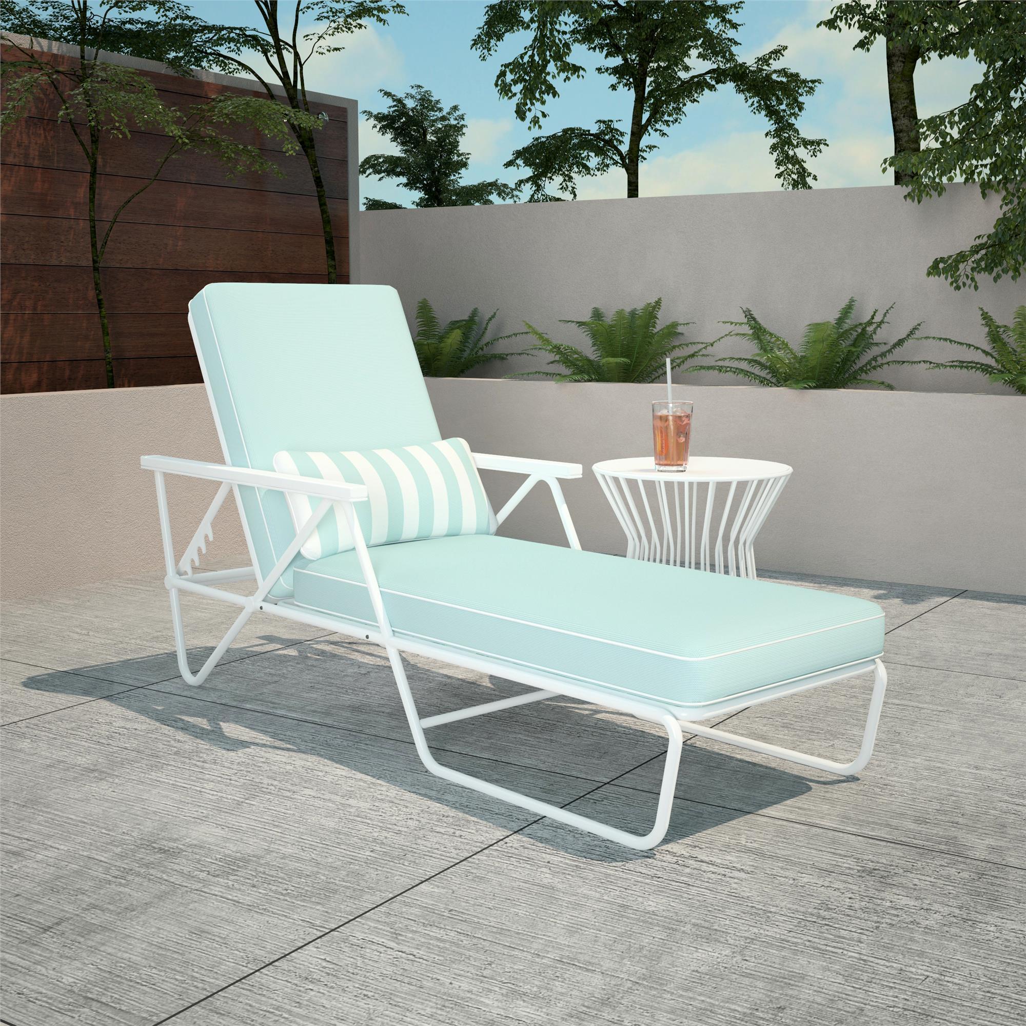 Novogratz, Connie Outdoor Chaise Lounge, Aqua Haze, Primary Color