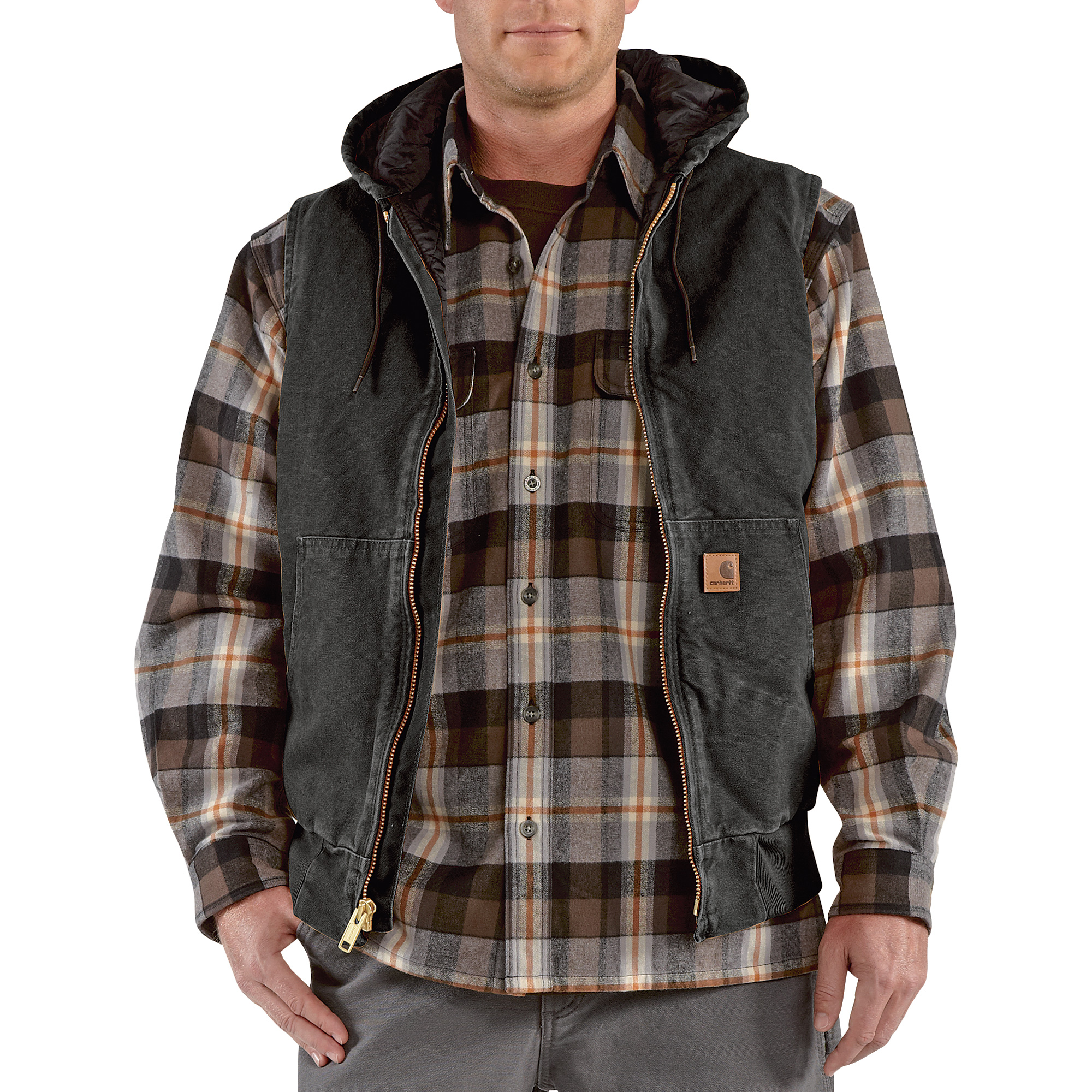 howdy⭐︎handmade hood vest Carhartt Sandstone Hooded Active Vest — Black, Large, Model