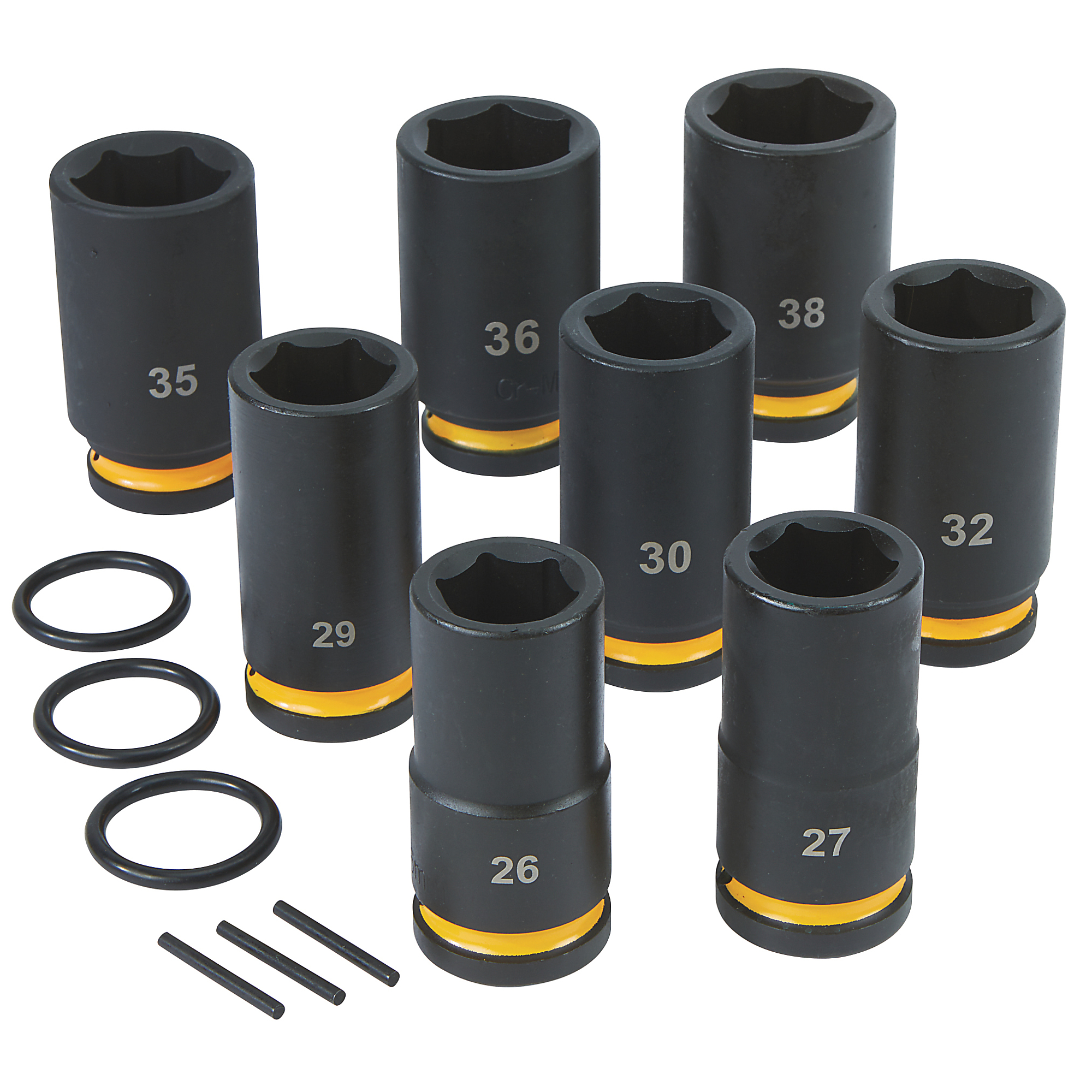 Klutch 3/4in.-Drive Deep Impact Socket Set, 8 Pcs., Metric, Chrome