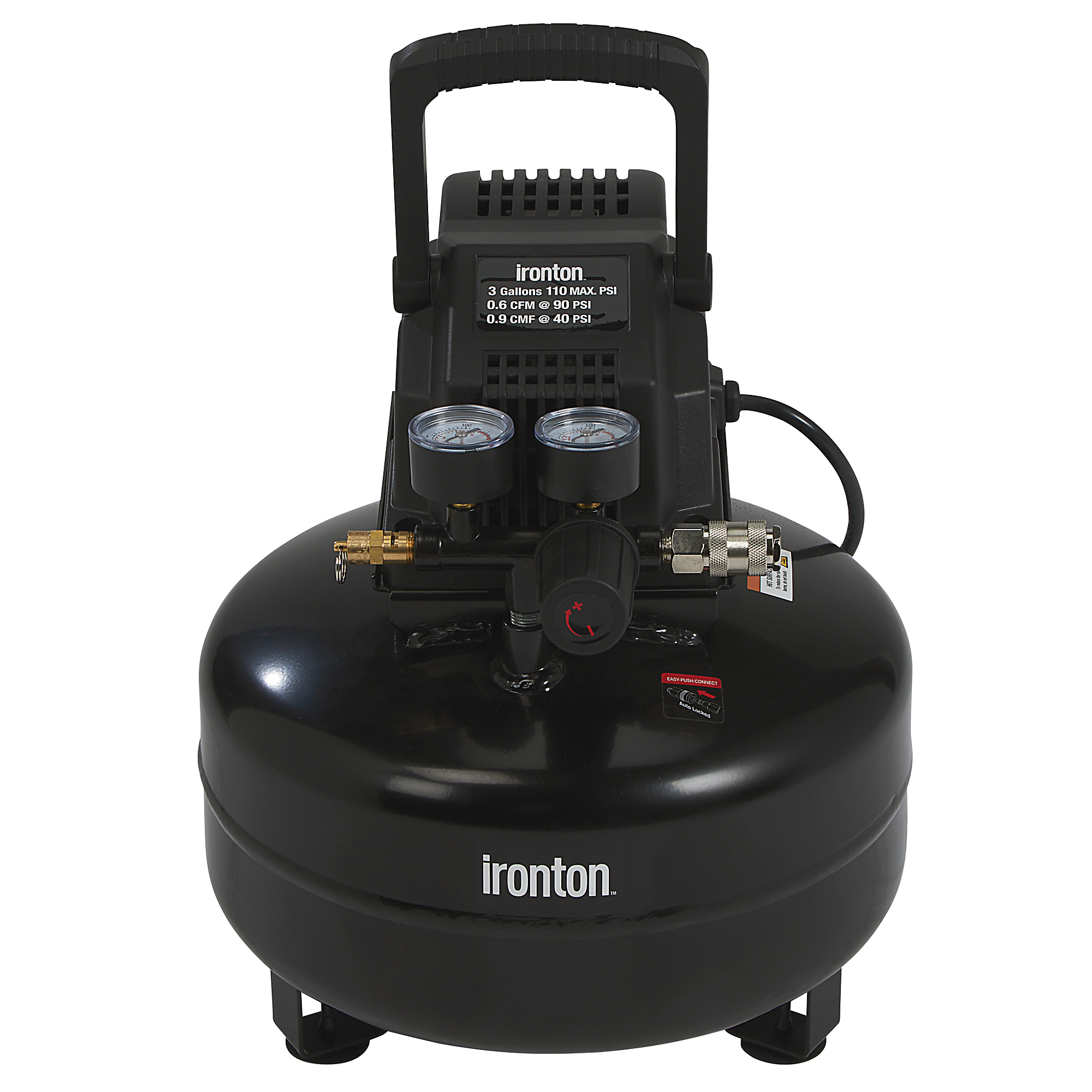 Ironton Oil-Free Pancake Air Compressor, 0.3 HP, 3 Gallons, 110