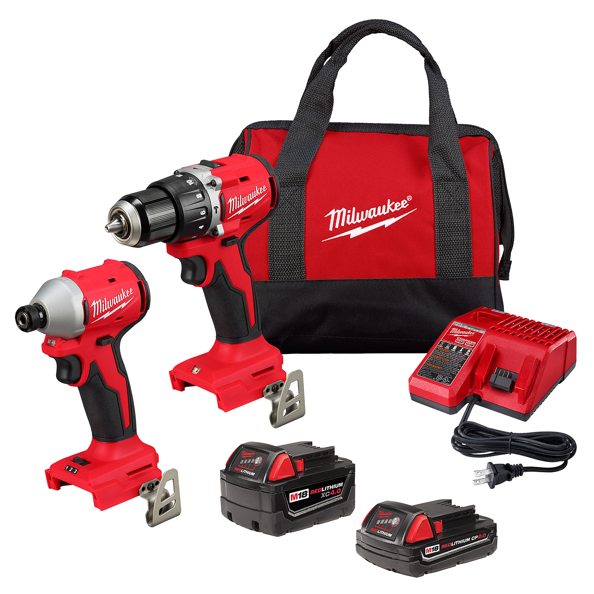 Milwaukee M18 Compact Brushless 2-Tool Combo Kit, Chuck Size 1/2in