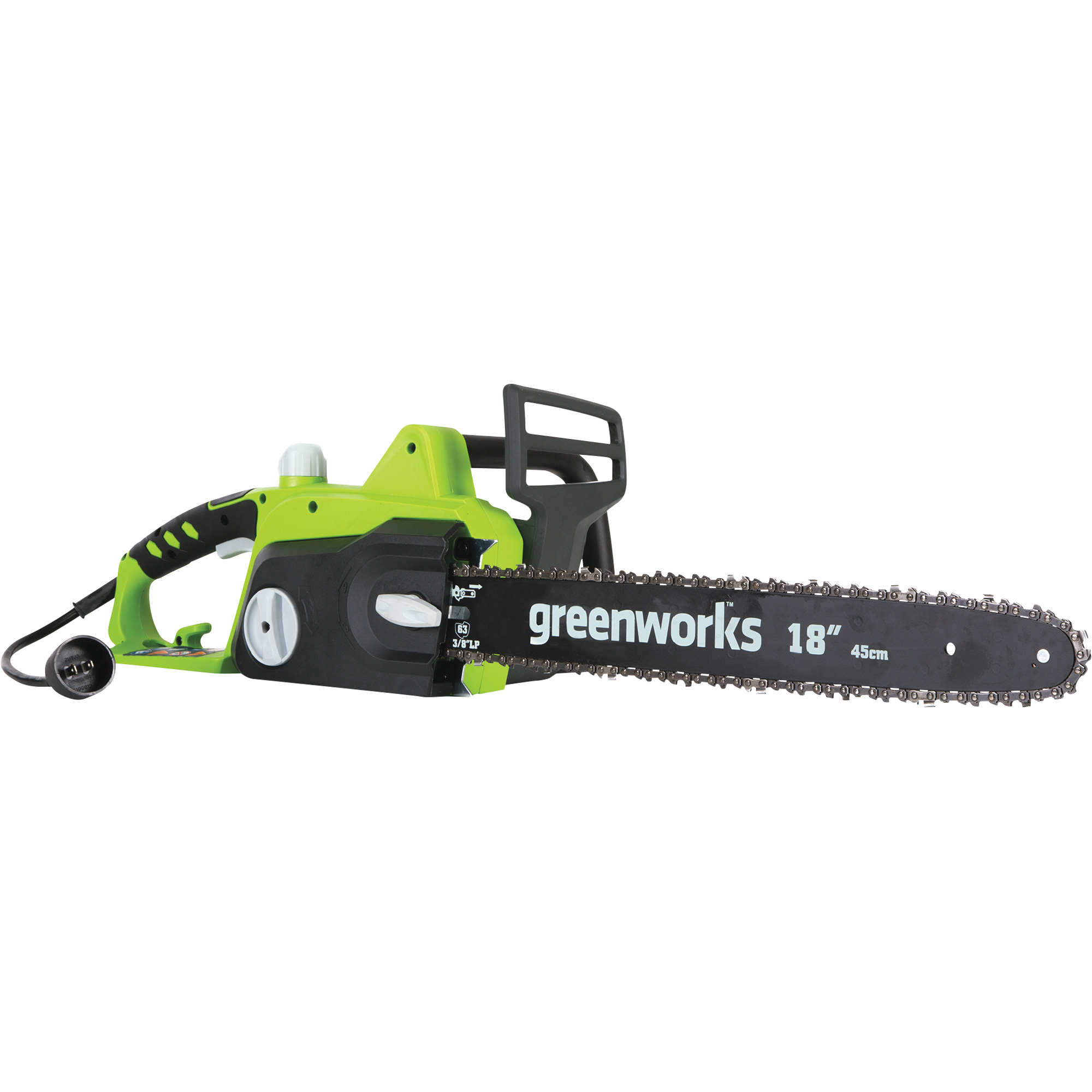 Greenworks Electric Chainsaw — 18in. Bar, 14.5 Amp, Model# 20332