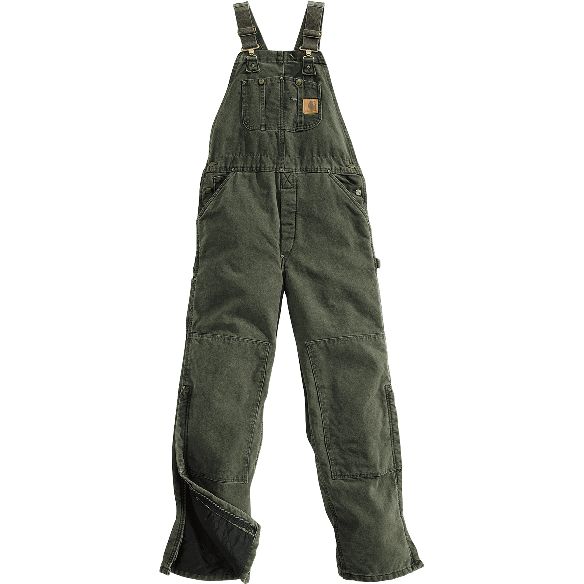 Carhartt Men's Sandstone Duck Quilt-Lined Bib Overall - Moss, 50in