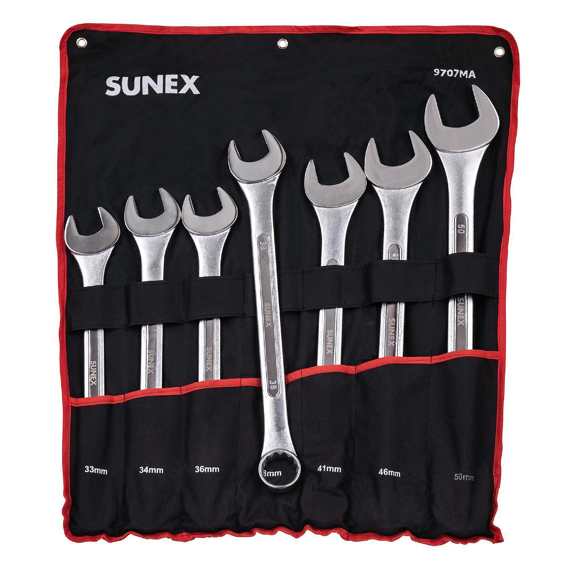 Sunex Tools Metric Jumbo Combination Wrench Set — 7-Piece, Raised