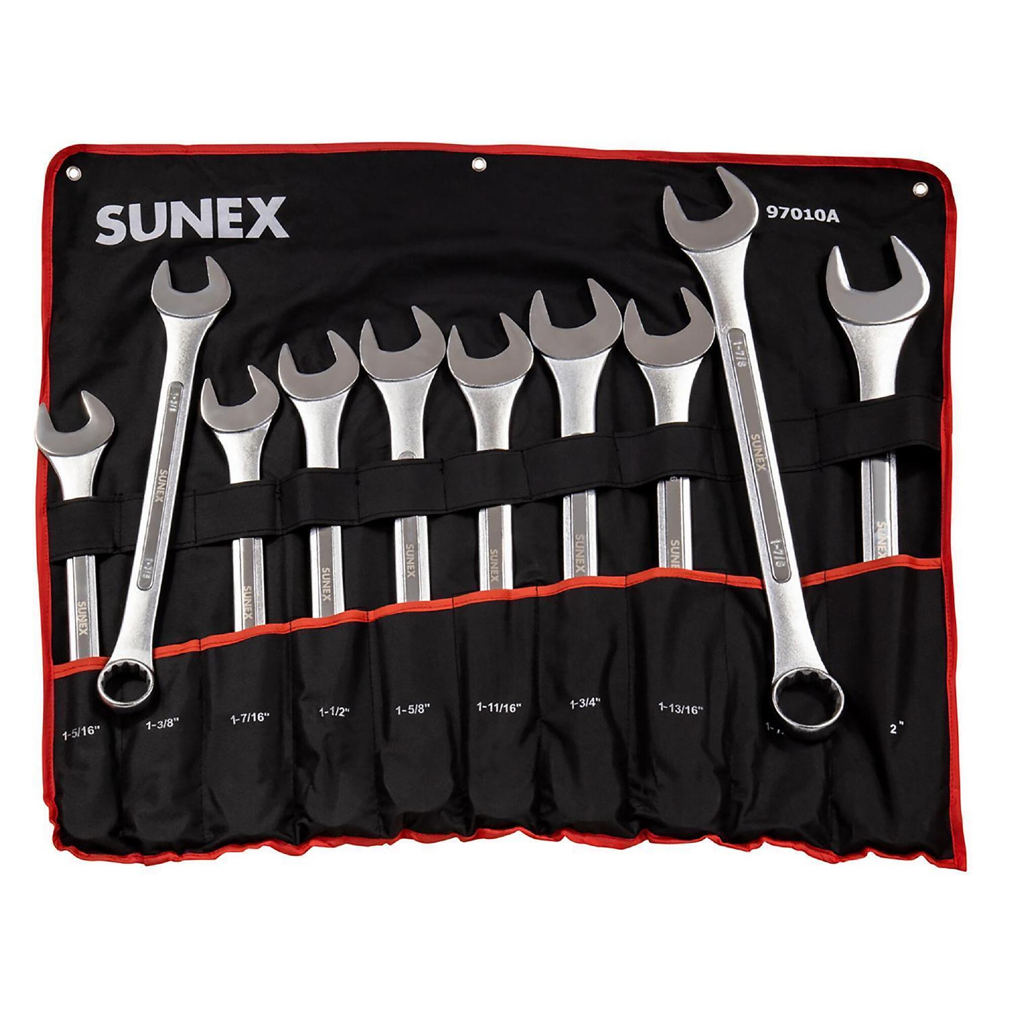 Sunex Tools SAE Raised Panel Jumbo Combo Wrench Set — 10-Pc