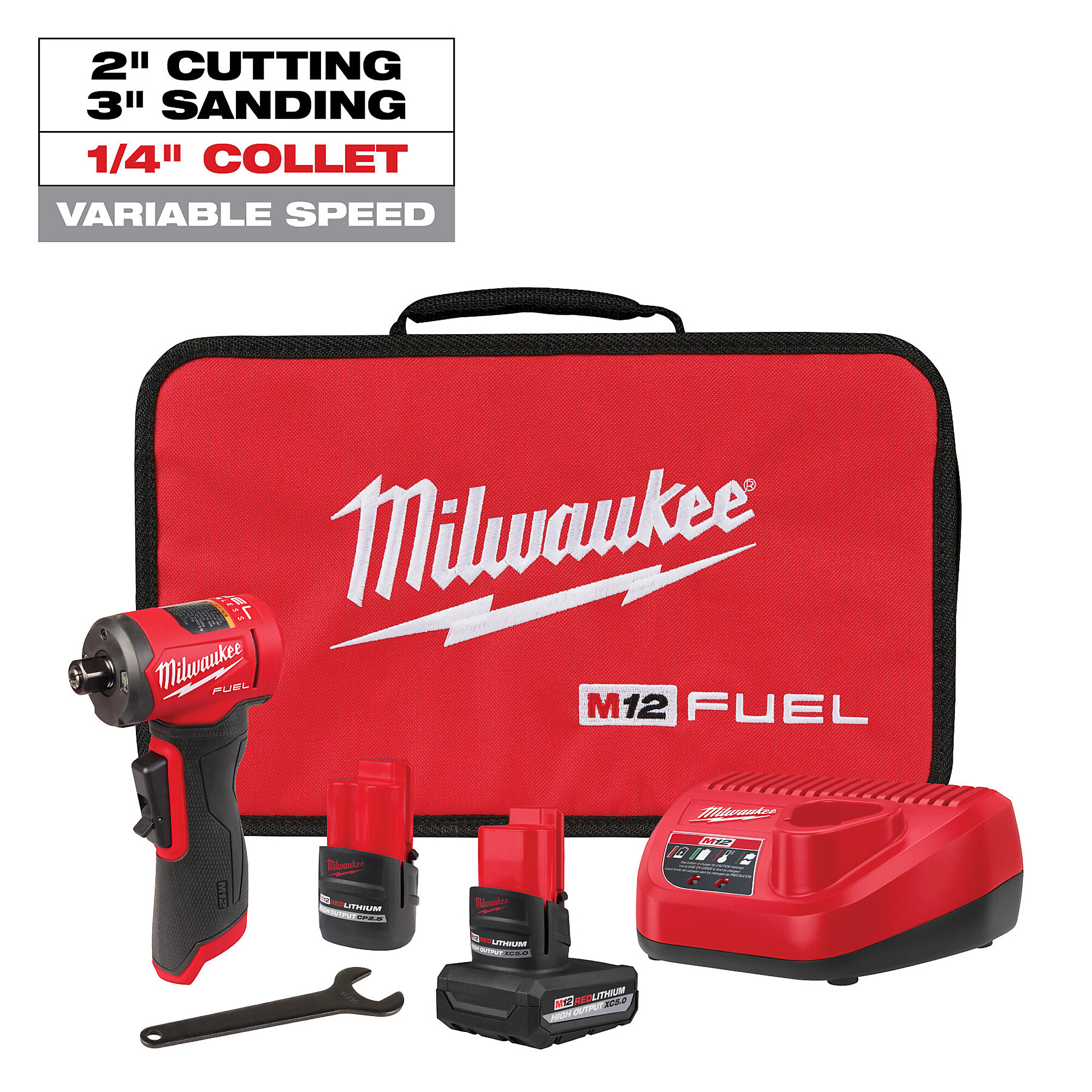 Milwaukee M12 FUEL 1/4in. Right Angle Die Grinder Kit, 3in. Wheel