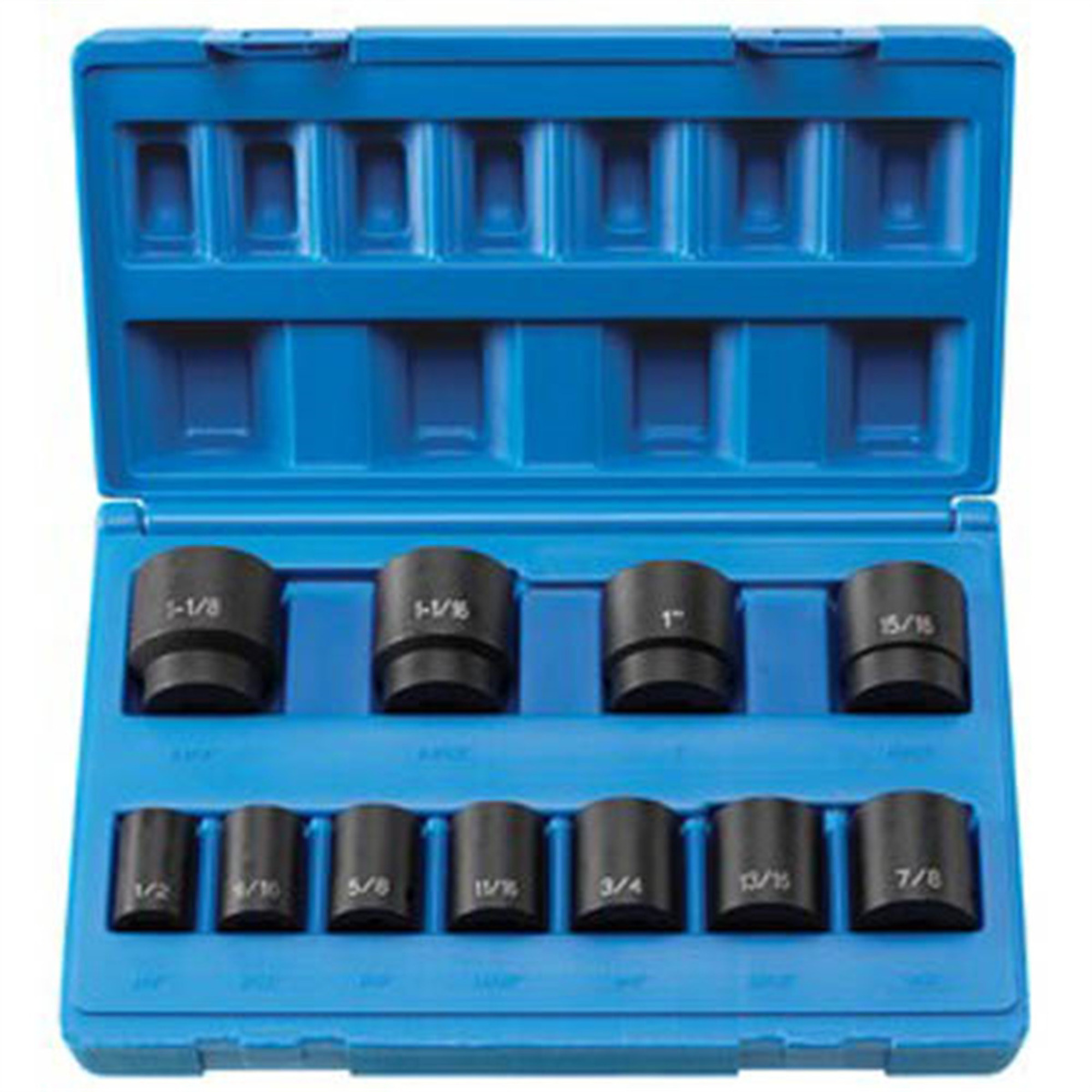 Grey Pneumatic SAE Socket Set — 1/2in. Drive, 8-Point, 11-Piece