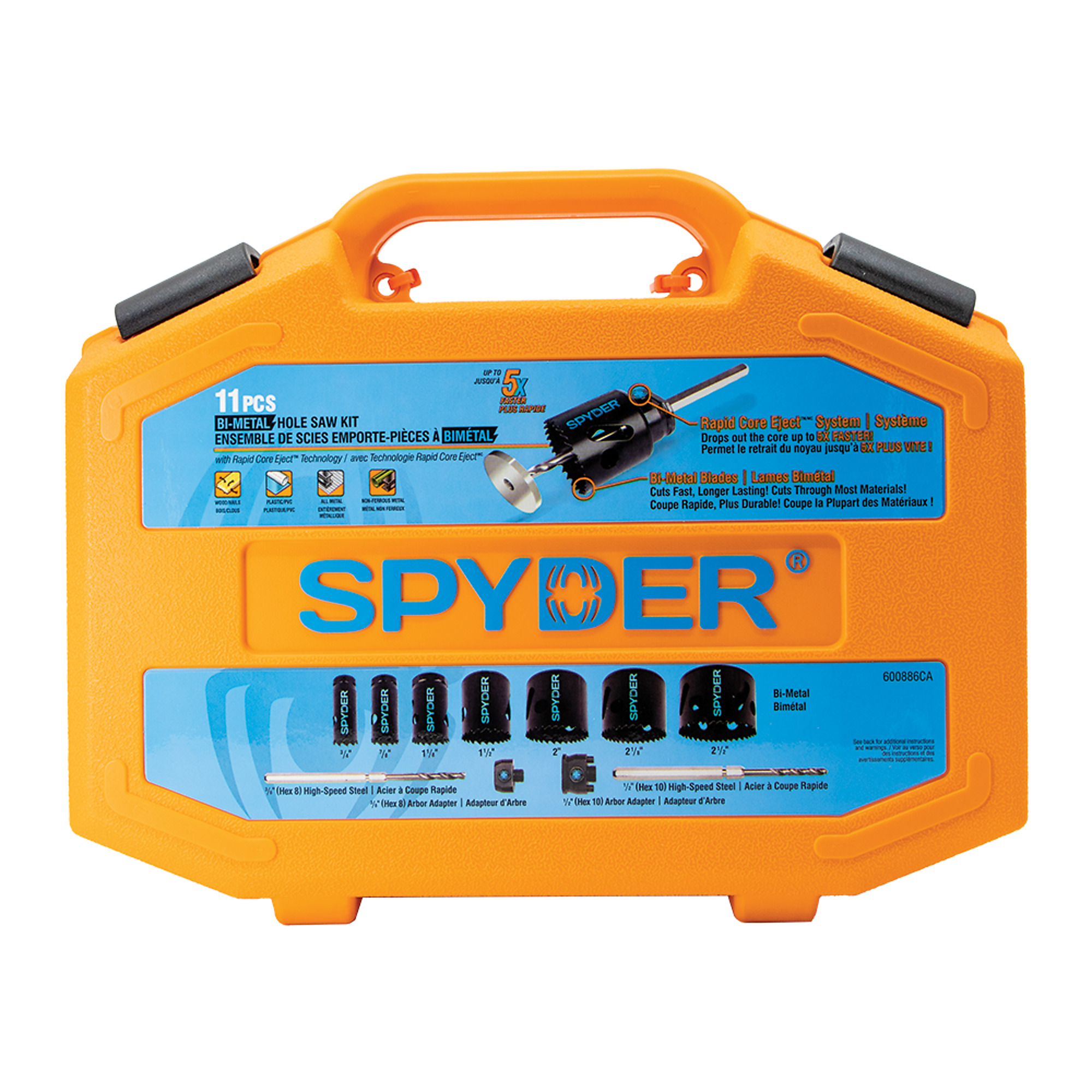 SPYDER Rapid Core Eject™ Bi-Metal, 11-Piece Bi-Metal Hole Saw Kit