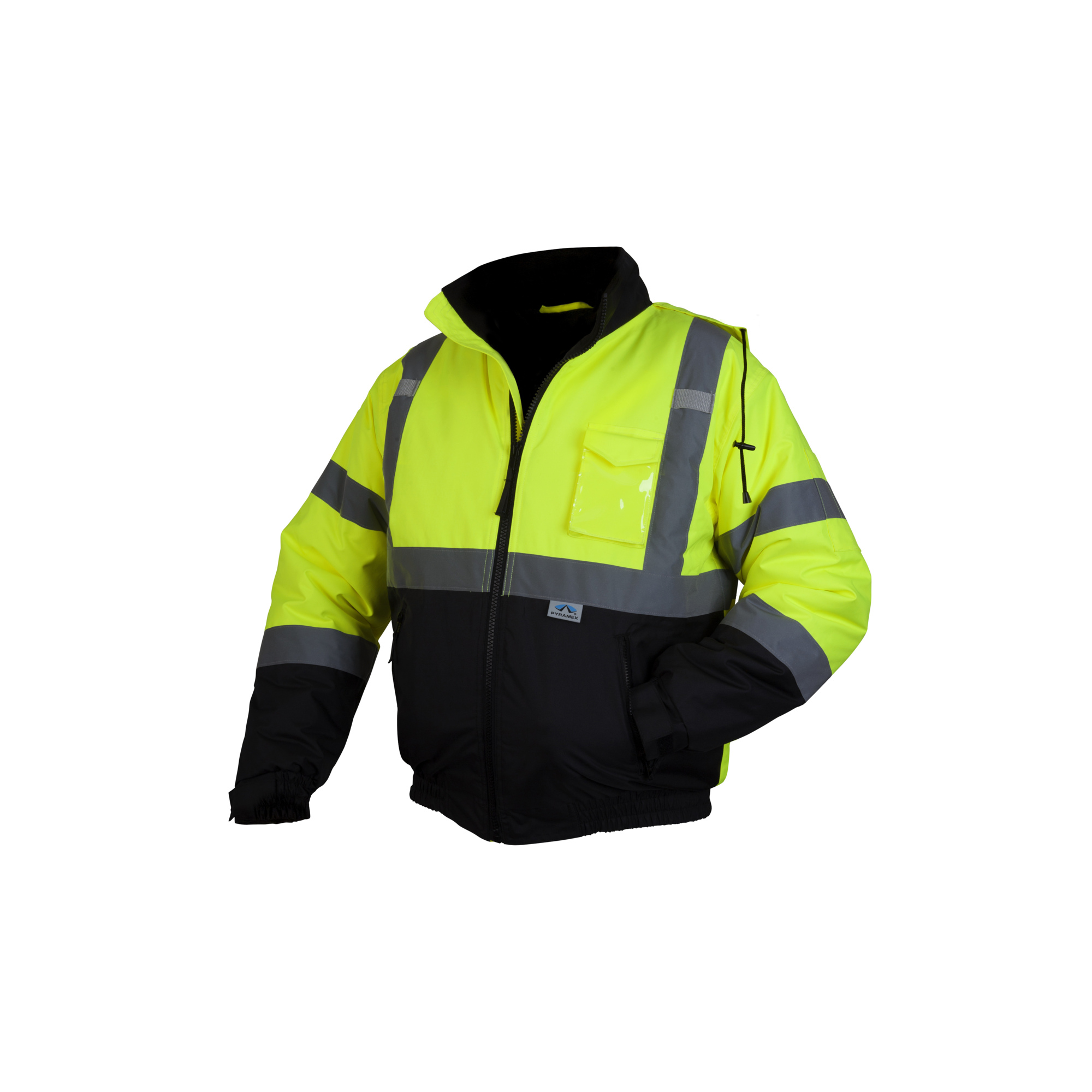 Pyramex Safety Hi-Vis Bomber Jacket — Quilted Lining, Lime, Size