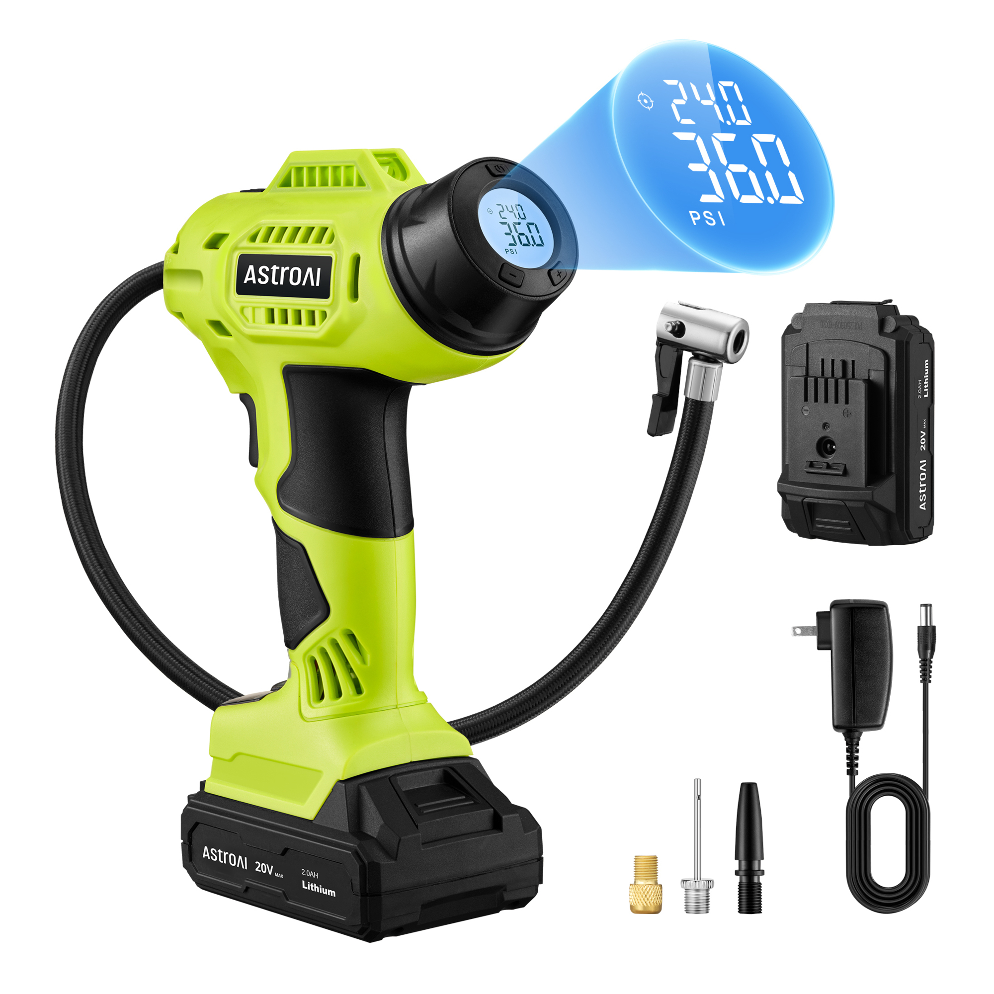 AstroAI Cordless Air Inflator — 160 PSI, 20V Li-Ion, Dual Power