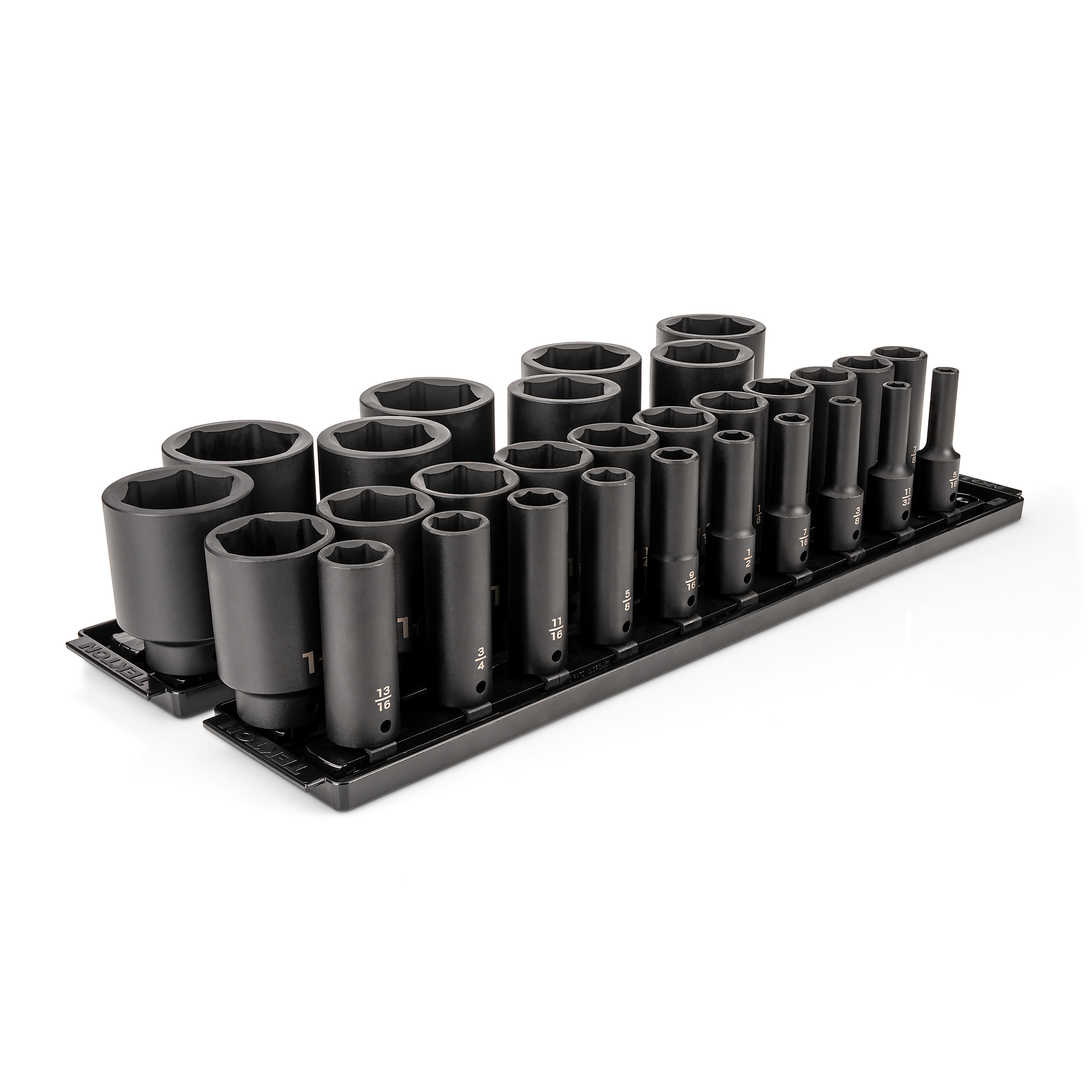 TEKTON 1/2 Inch Drive Deep 6-Point Impact Socket Set with Rails