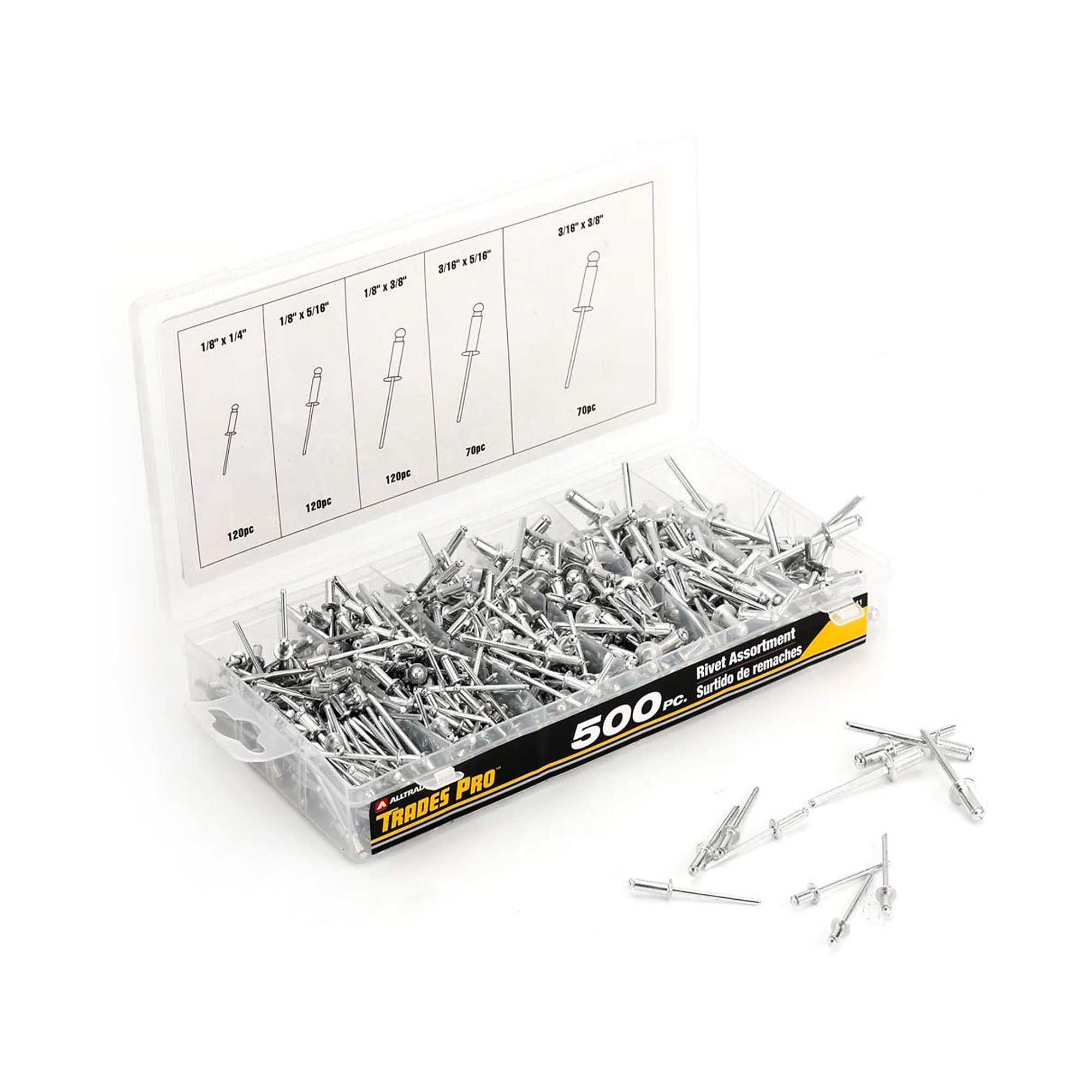Trades Pro, 500 Piece Rivet Assortment, Model # 836341 | Northern Tool
