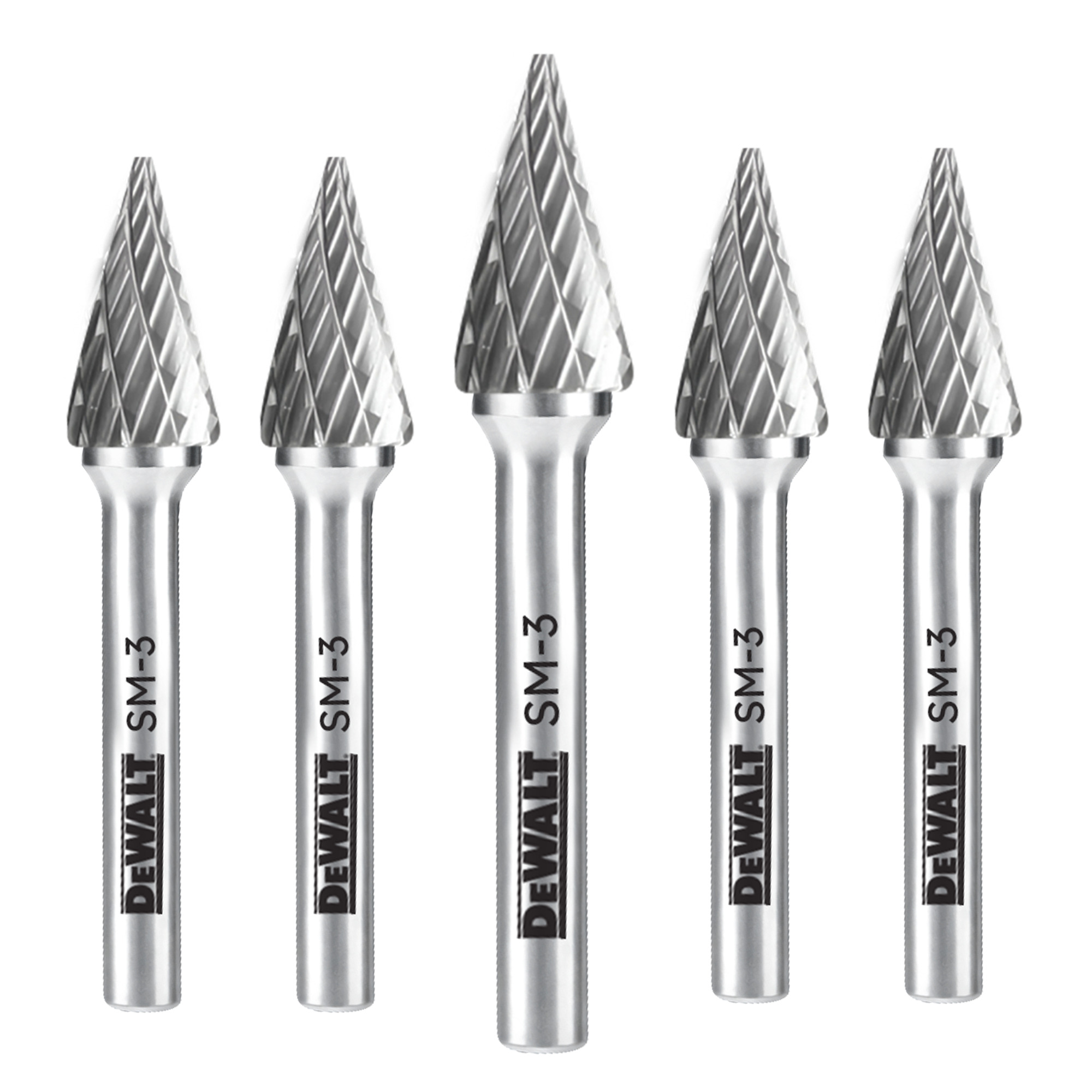 DeWalt Carbide Burr Set — Double Cut, 5-Pc., Model# DXCBTJSM3-5