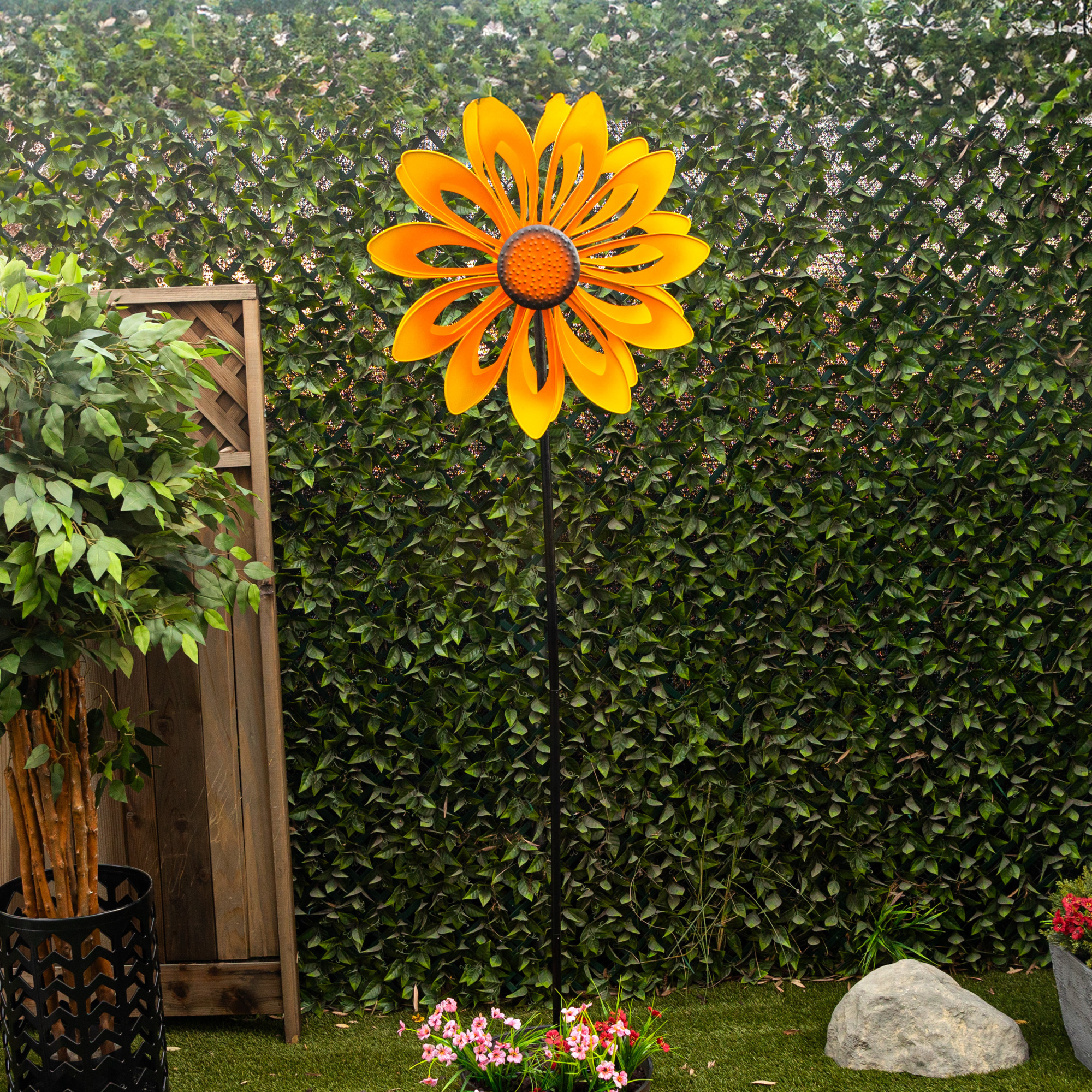 Alpine Corporation Sunflower Kinetic Wind Spinner Garden Stake