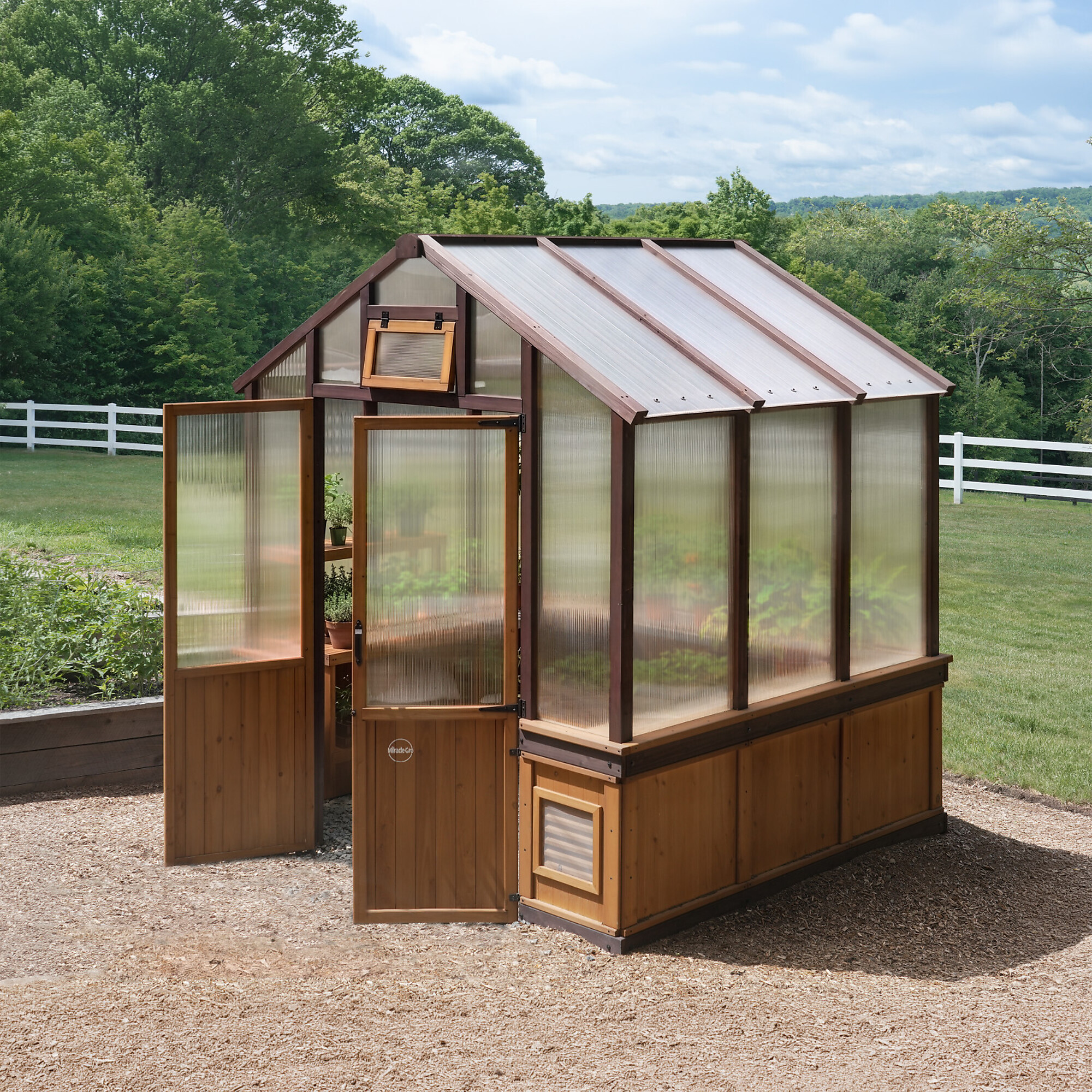 Miracle-Gro Wood Greenhouse — 7ft. x 6ft., Green, Model# 70750