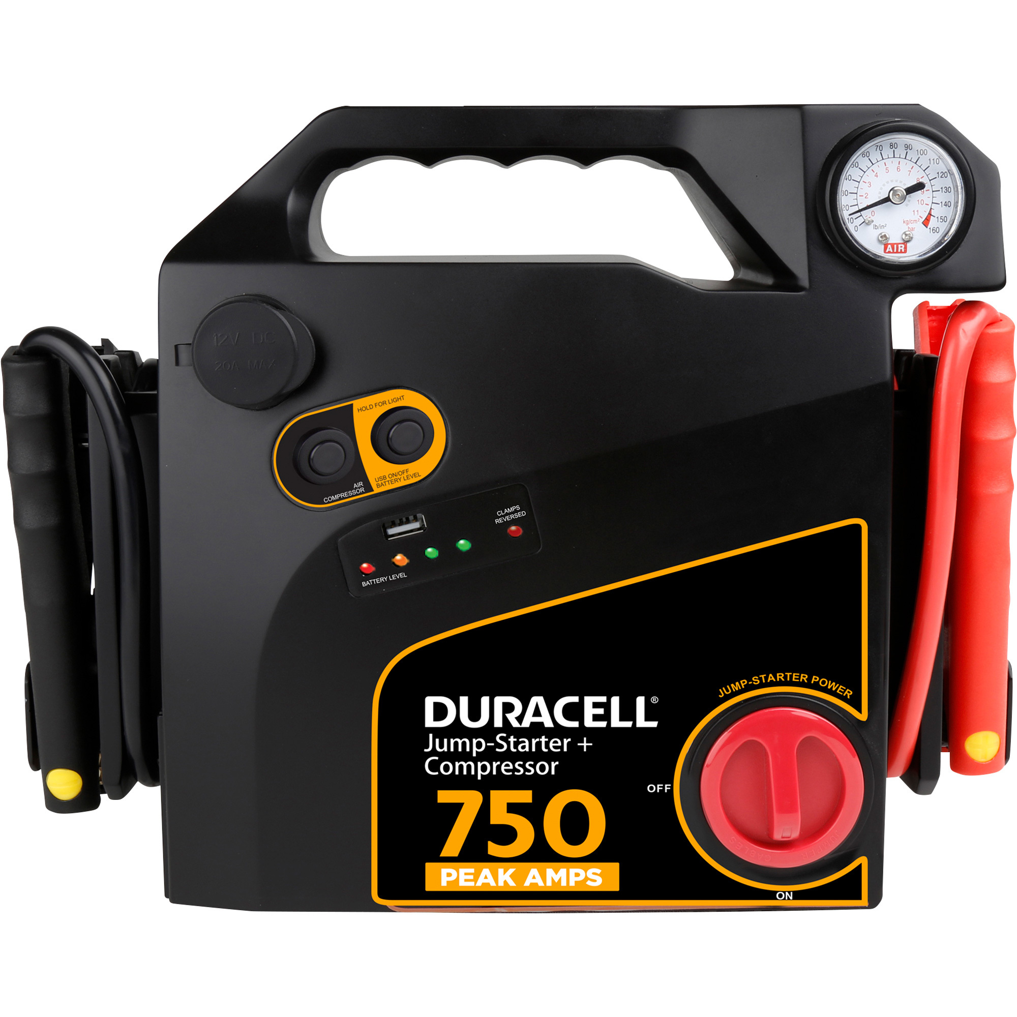 Duracell 12 Volt Jump Starter with Air Compressor — 750 Peak Amps