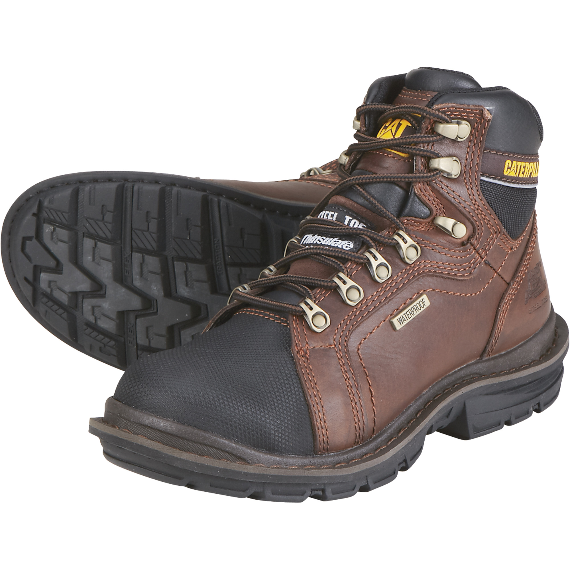 CAT 6in. Insulated Waterproof Steel Toe EH Work Boots — Tough Oak