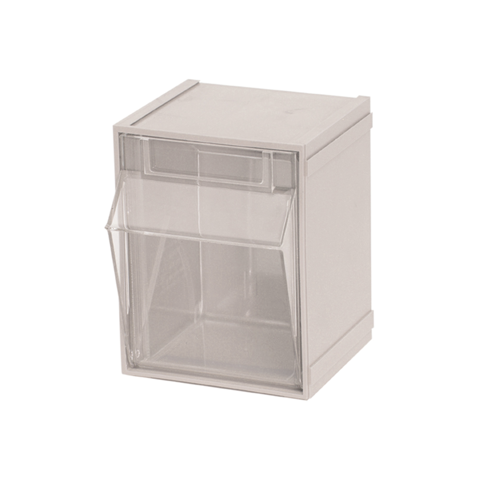 Quantum Storage Systems® 8.125 x 23.625 White 4 Compartment Storage Box  with Clear Tip Out Bins