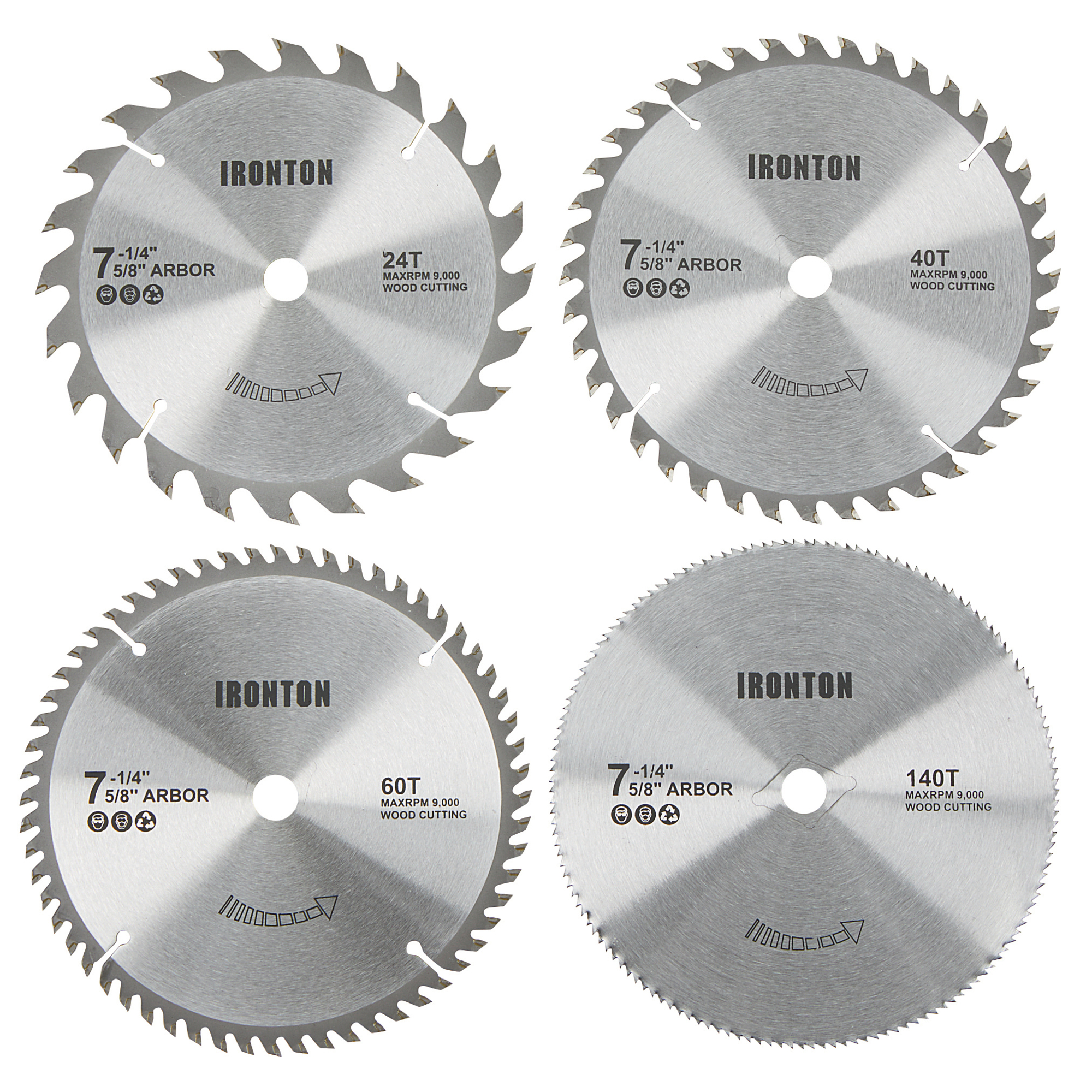 Ironton 4-Pc. Circular Blade Set, 7-1/4in. Blade Dia., Model# DF220624-4