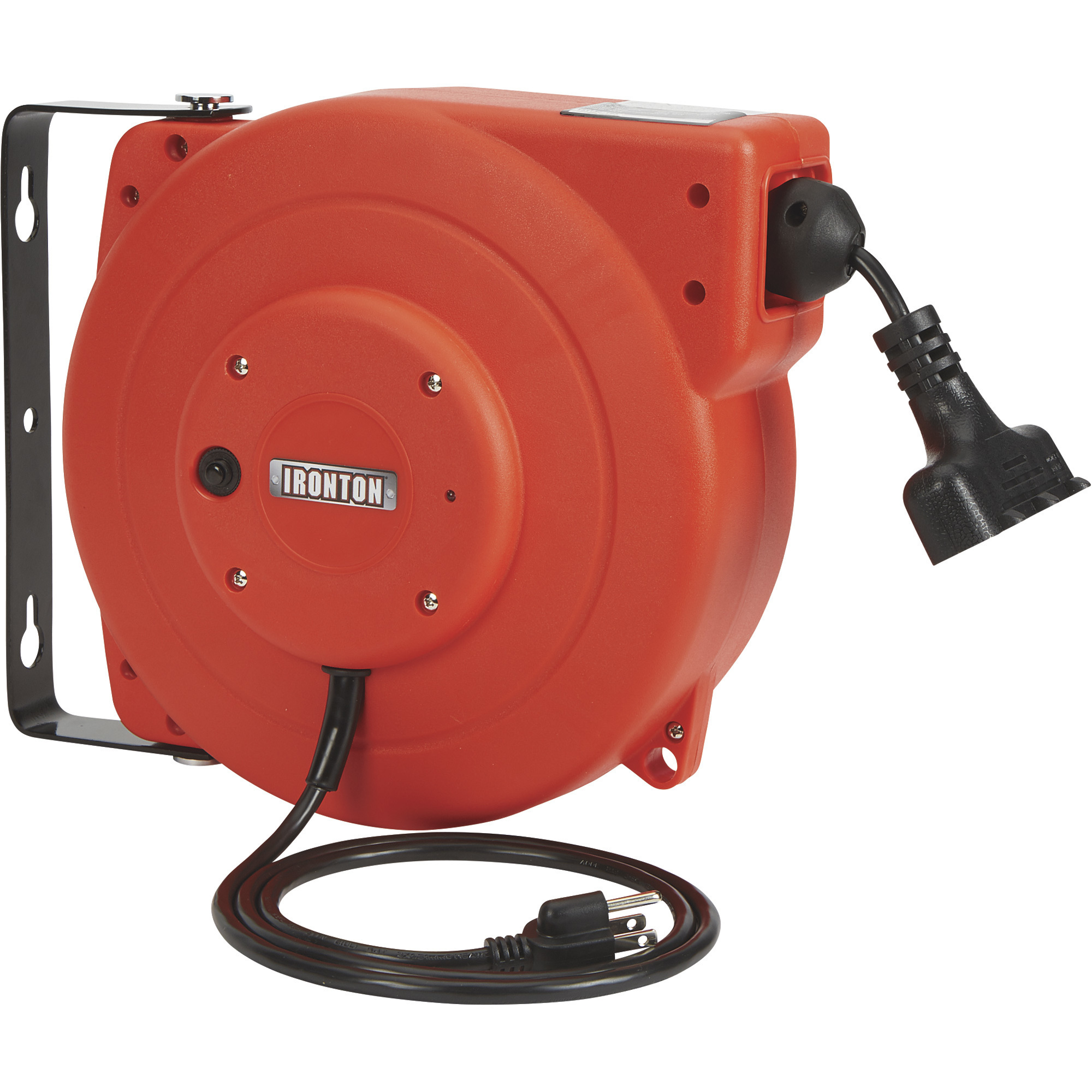 Ironton Retractable Extension Cord Reel - 33ft 16/3, Triple Tap