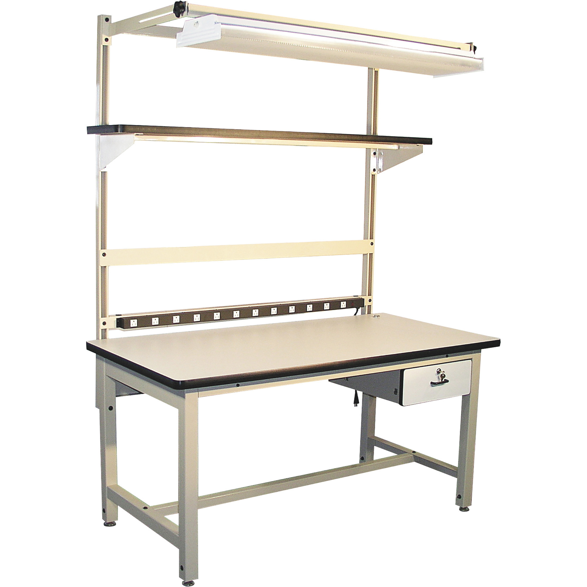 Pro-Line B Laminate/Steel Workbench-White/Beige 60inWx30inDx30-36inH