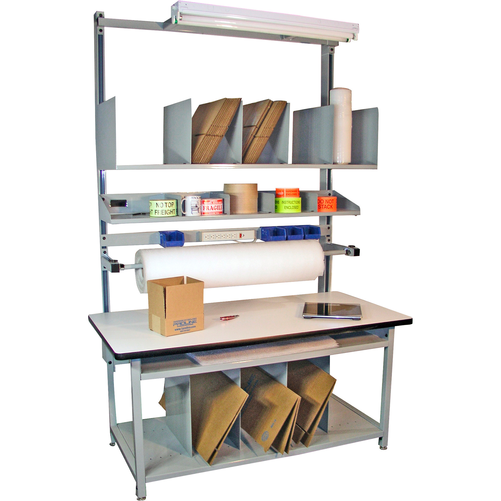 Pro-Line H Plastic/Laminate/Steel Packaging Workbench-72inWx30inDx30-36inH