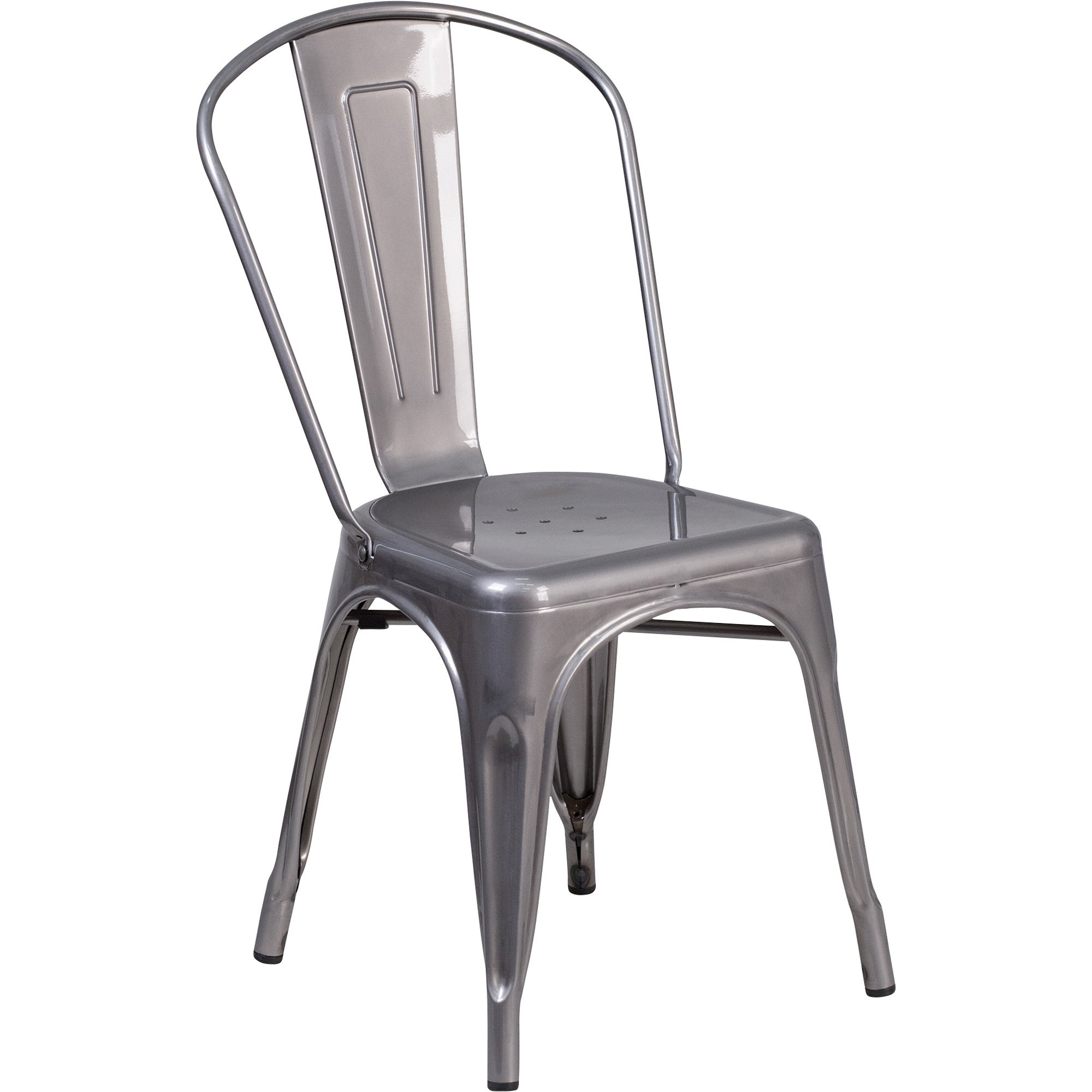 Flash Furniture Stackable Bistro Style Chair- Clear Coat 500-Lb Cap