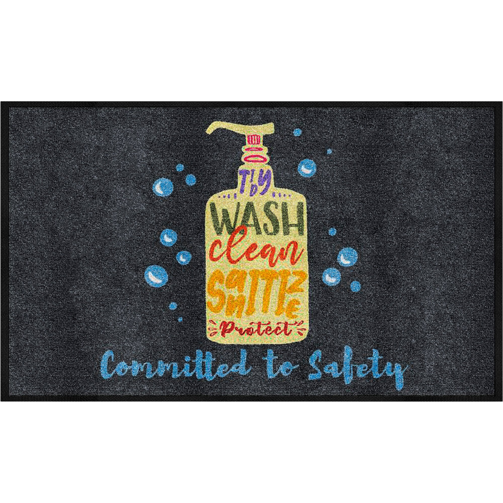 Clean Mat Sign M+A Matting Wash Clean Sanitize Protect — Committed to Safety Message ...