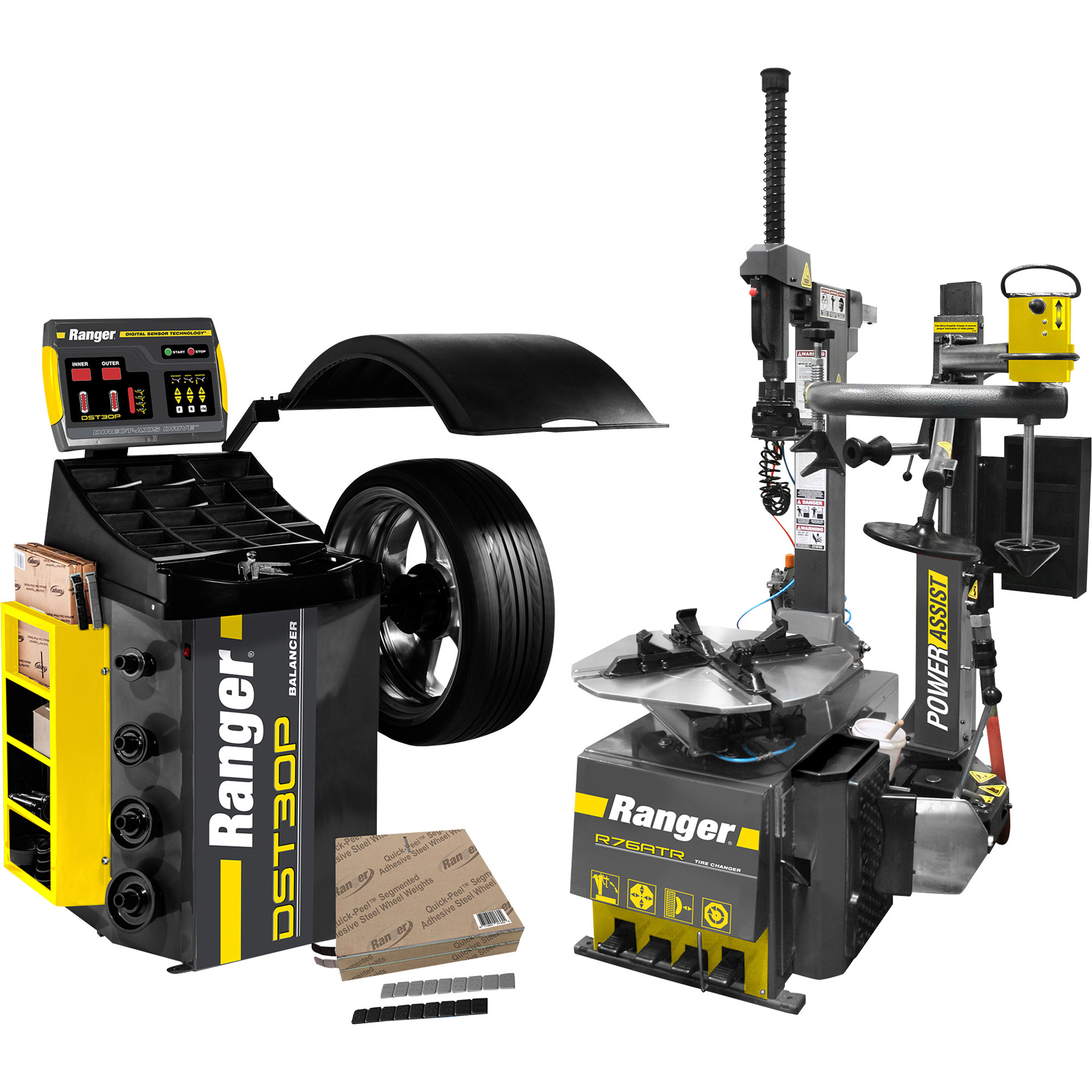 Performance Machine Ranger Wheel Ranger Products Tire Shop Combo, R76ATR Tire Changer and DST30P Wheel ...