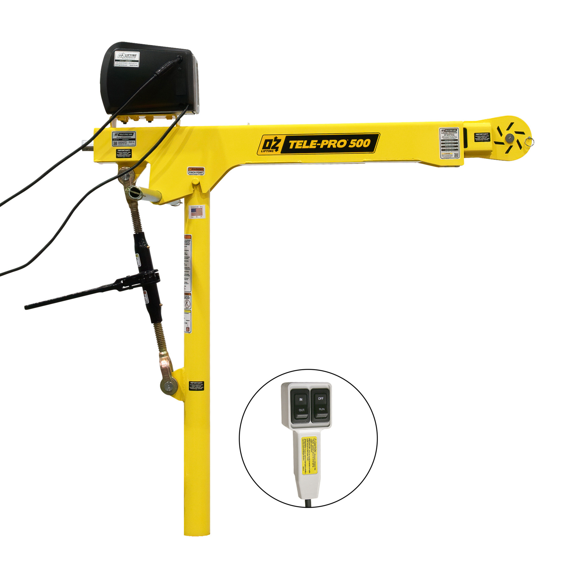 With Electric Winch Ultra-Tow 1000lb Hitch Mount Crane - Hydraulic Truck Loader With 360° Rotation 1000 Lb Hydraulic Hitch Mount