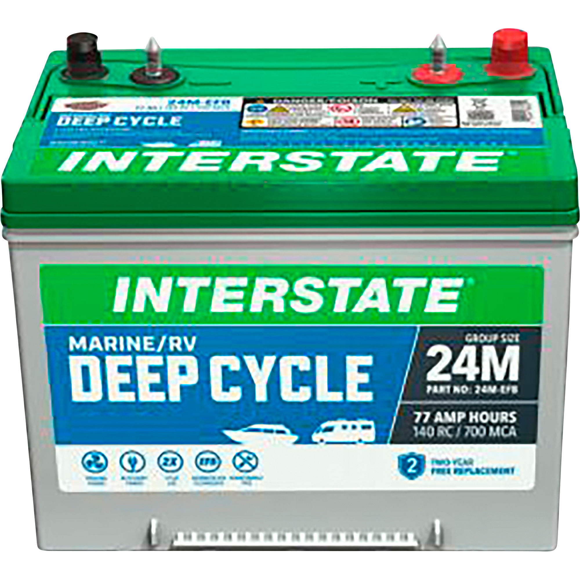 Interstate Batteries Deep Cycle Marine Battery, Group Size 24M, 12 Volt ...