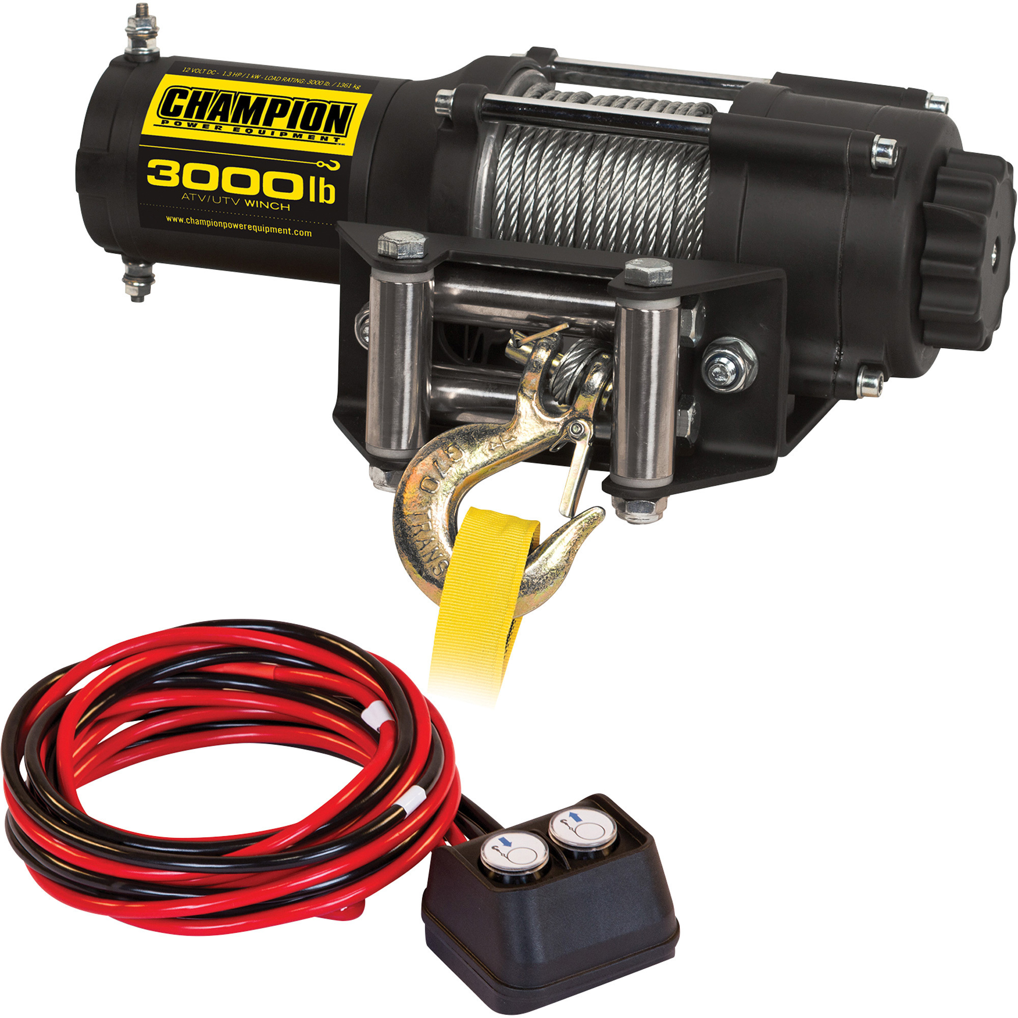 Champion 12 Volt DC Powered Electric ATV/UTV Winch, 3000-Lb. Capacity ...