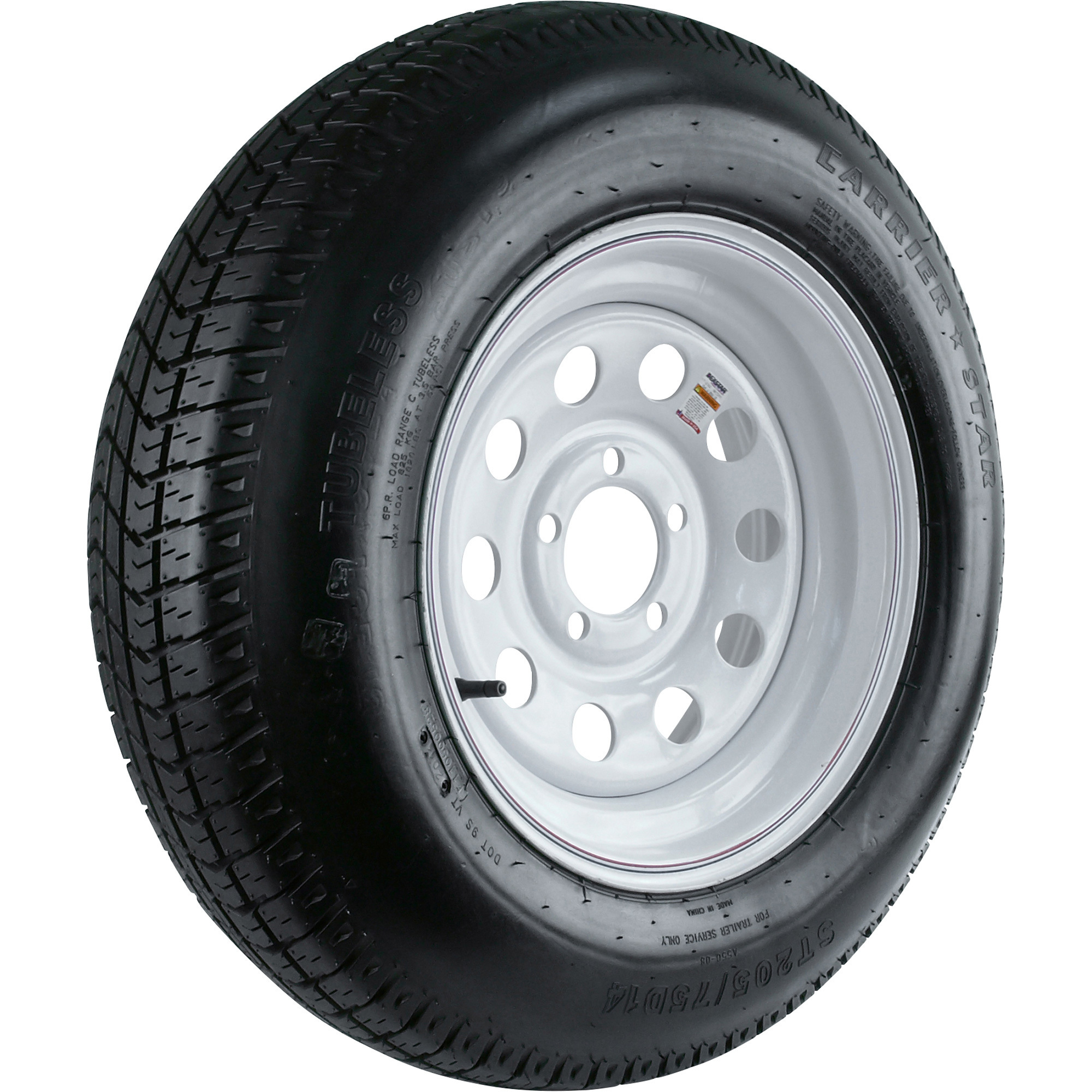 Martin Wheel Carrier Star 14in. Bias-Ply Trailer Tire and Wheel ...