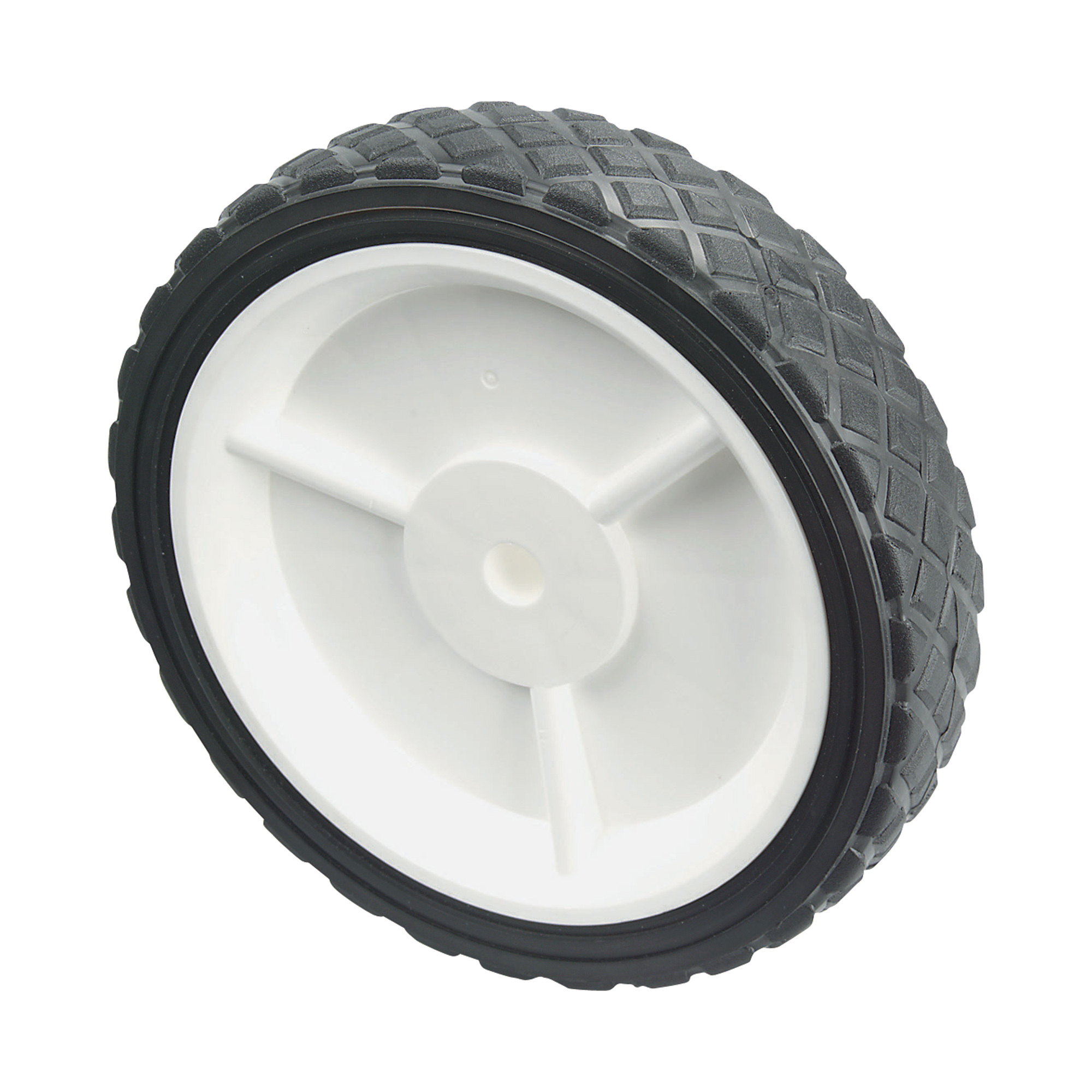 3-Spoke Plastic Wheel and Hub with Rubber Tire — 6in. x 1.5in ...