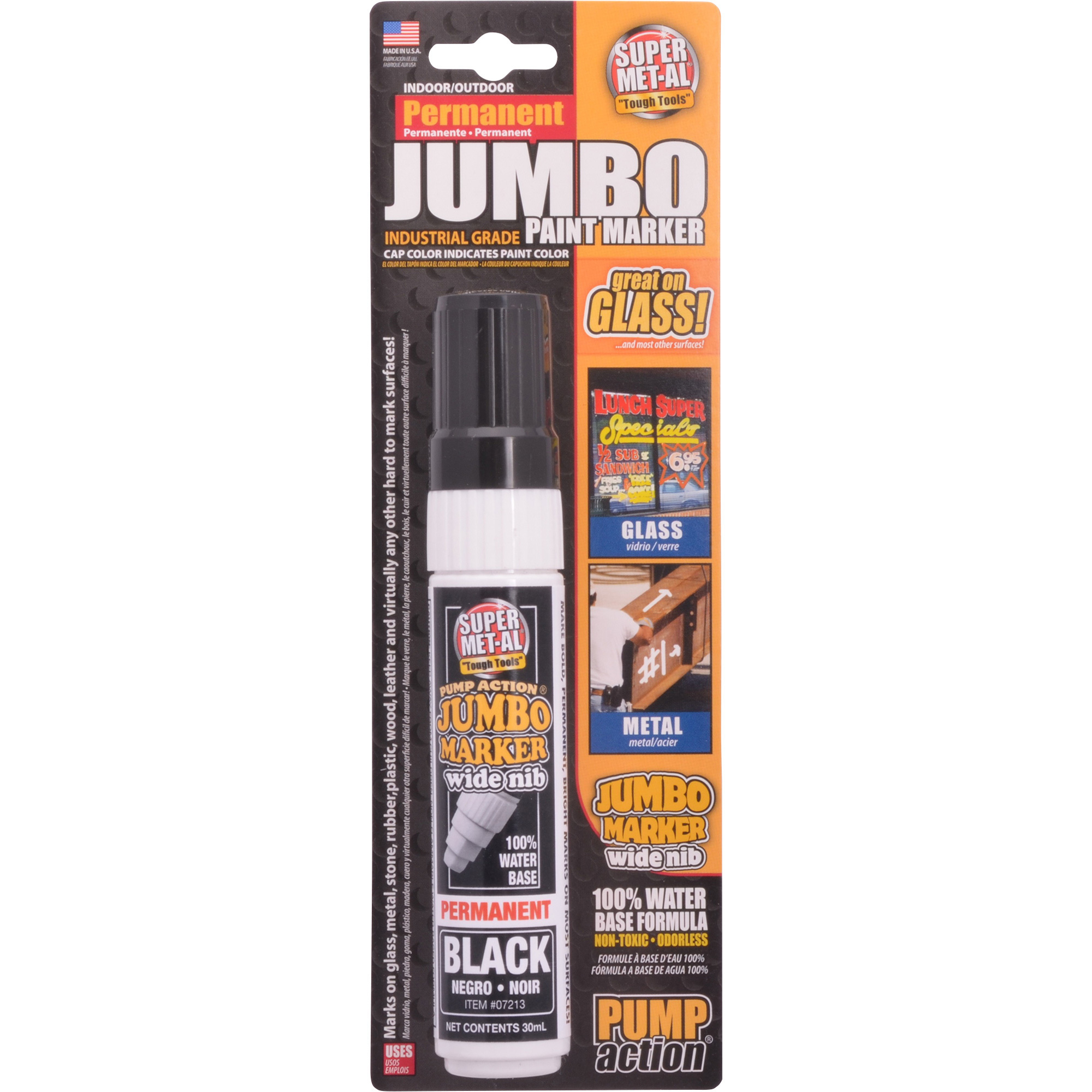 Jumbo Permanent Water-Based Pump-Action Marker, Black | Northern Tool