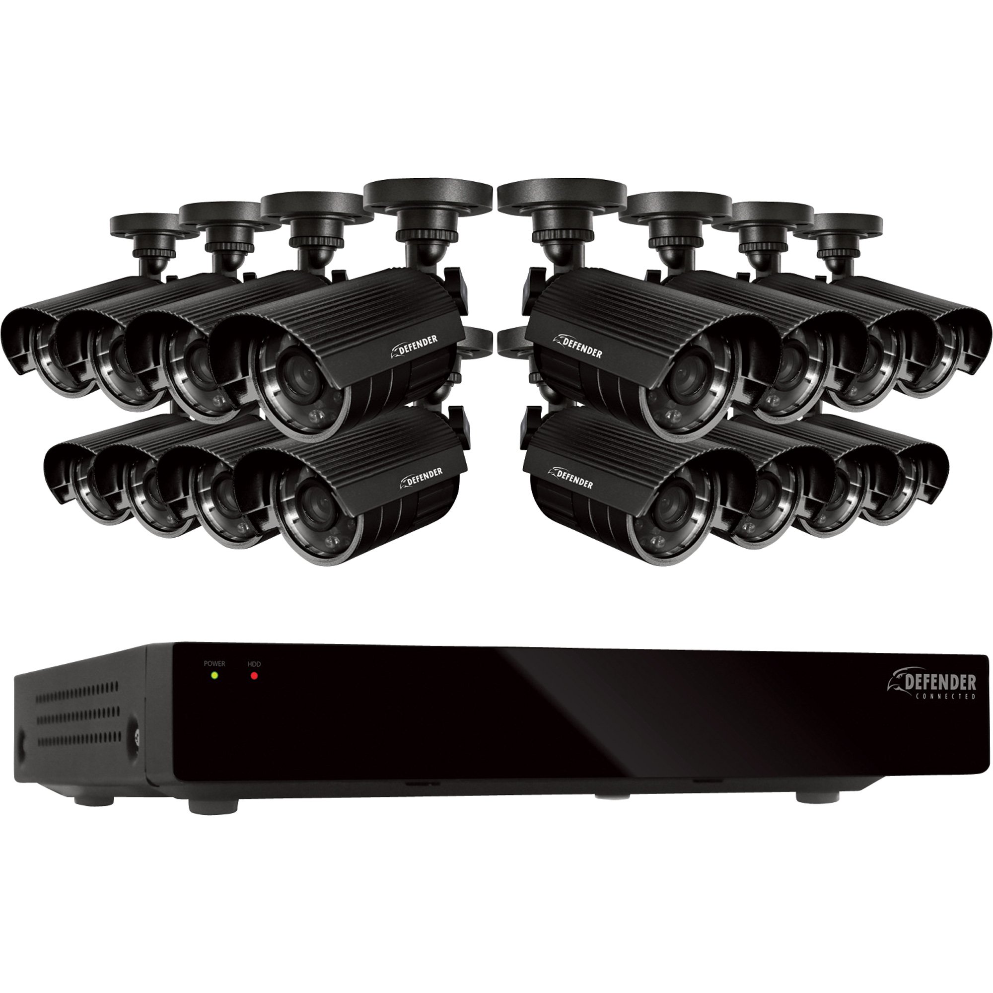 Security Camera Models Defender DVR Surveillance System — 16-Channel DVR with 16 High ...