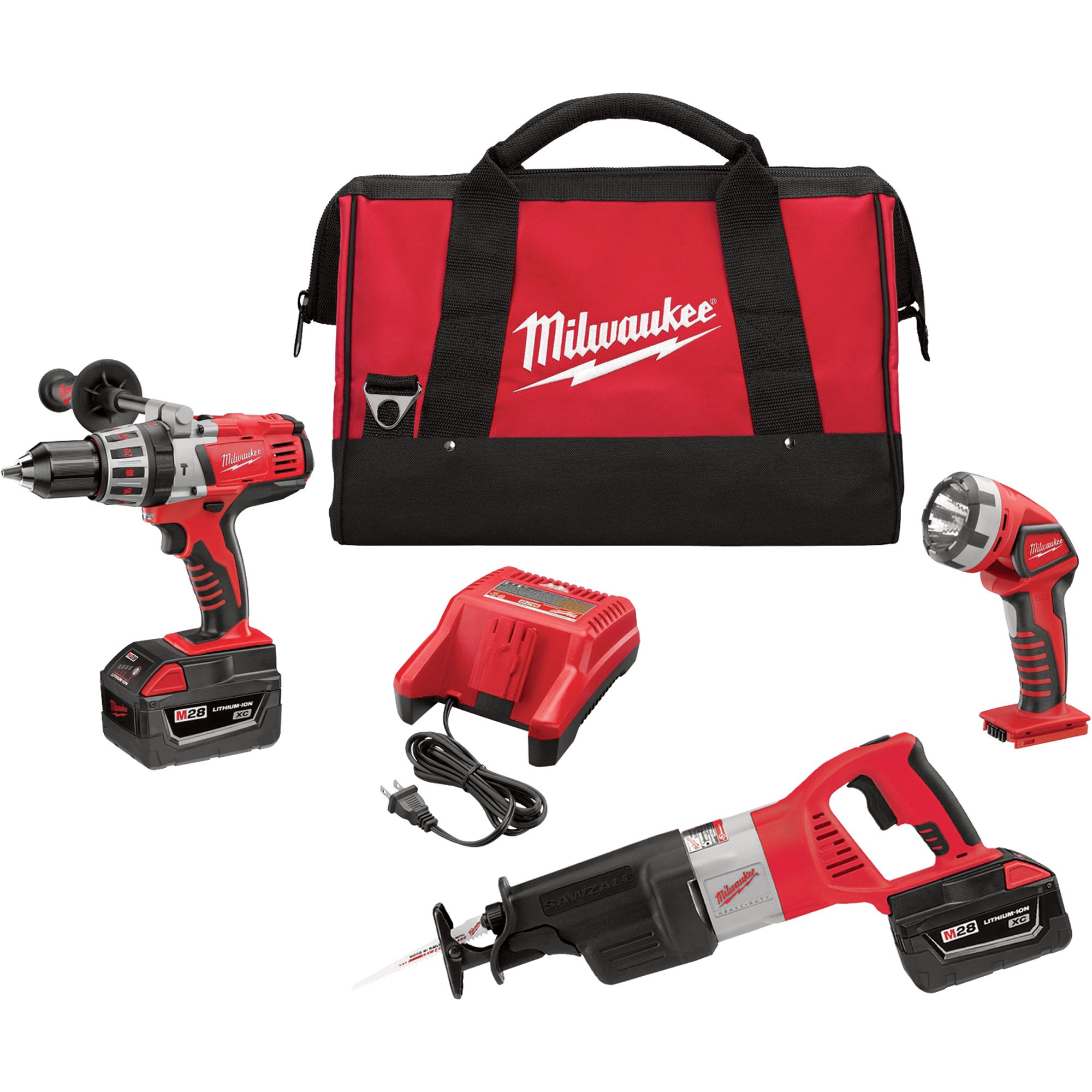 Milwaukee M28 Cordless Combo Kit — 3-Tool Set With 2 M28 Batteries ...